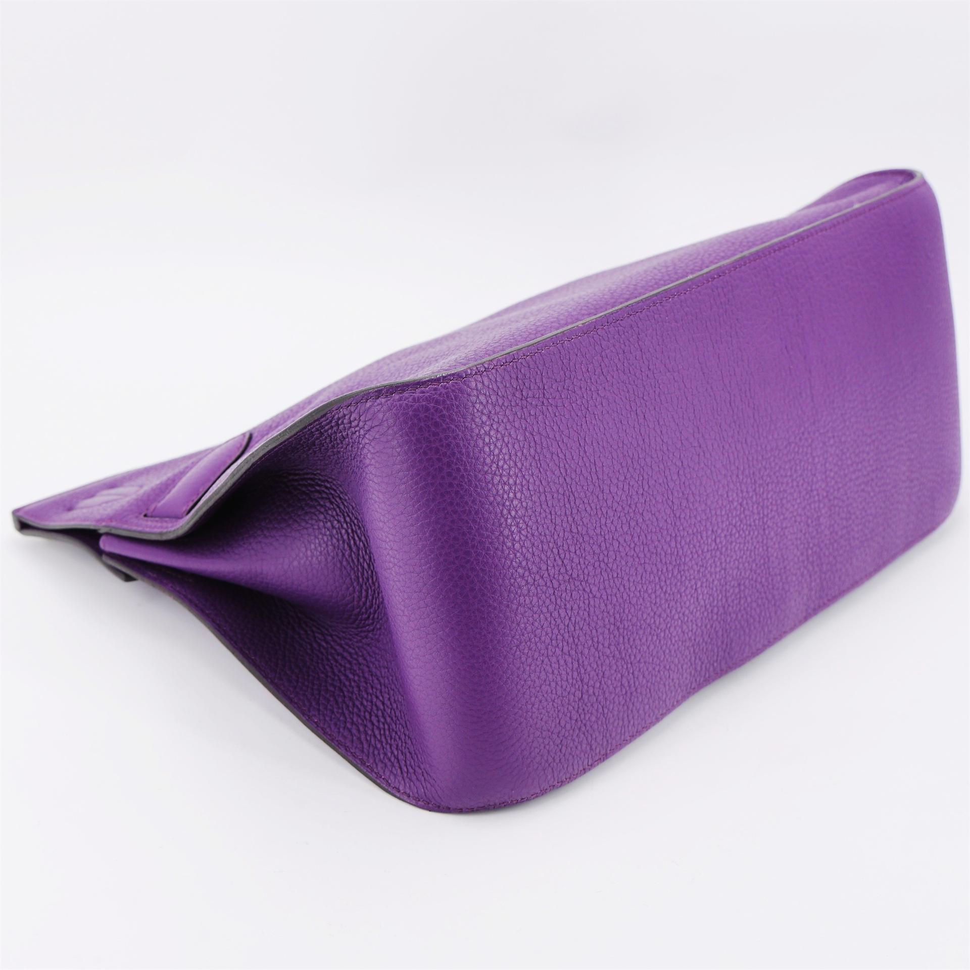 Very Good ( Rank A) HERMÈS Jypsiere 34 Ultraviolet (5L) Clemence Palladium hardware Square Q (2013) - 6
