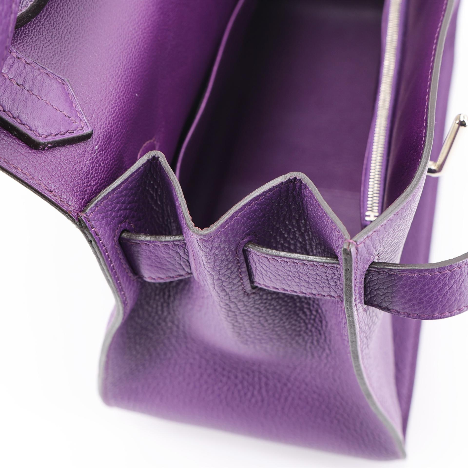 Very Good ( Rank A) HERMÈS Jypsiere 34 Ultraviolet (5L) Clemence Palladium hardware Square Q (2013) - 18