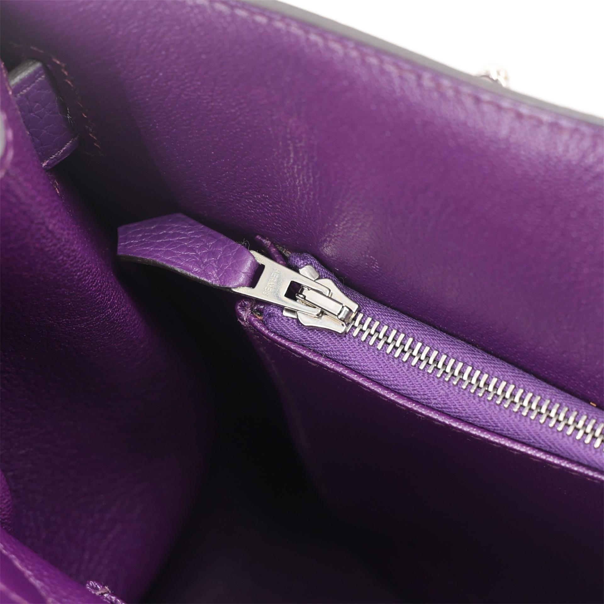 Very Good ( Rank A) HERMÈS Jypsiere 34 Ultraviolet (5L) Clemence Palladium hardware Square Q (2013) - 20