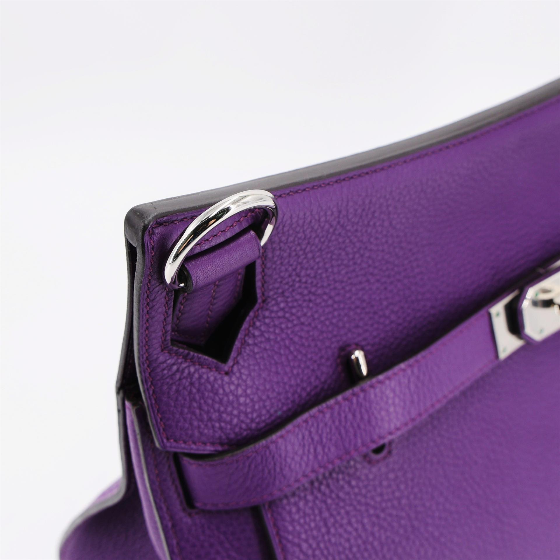 Very Good ( Rank A) HERMÈS Jypsiere 34 Ultraviolet (5L) Clemence Palladium hardware Square Q (2013) - 9