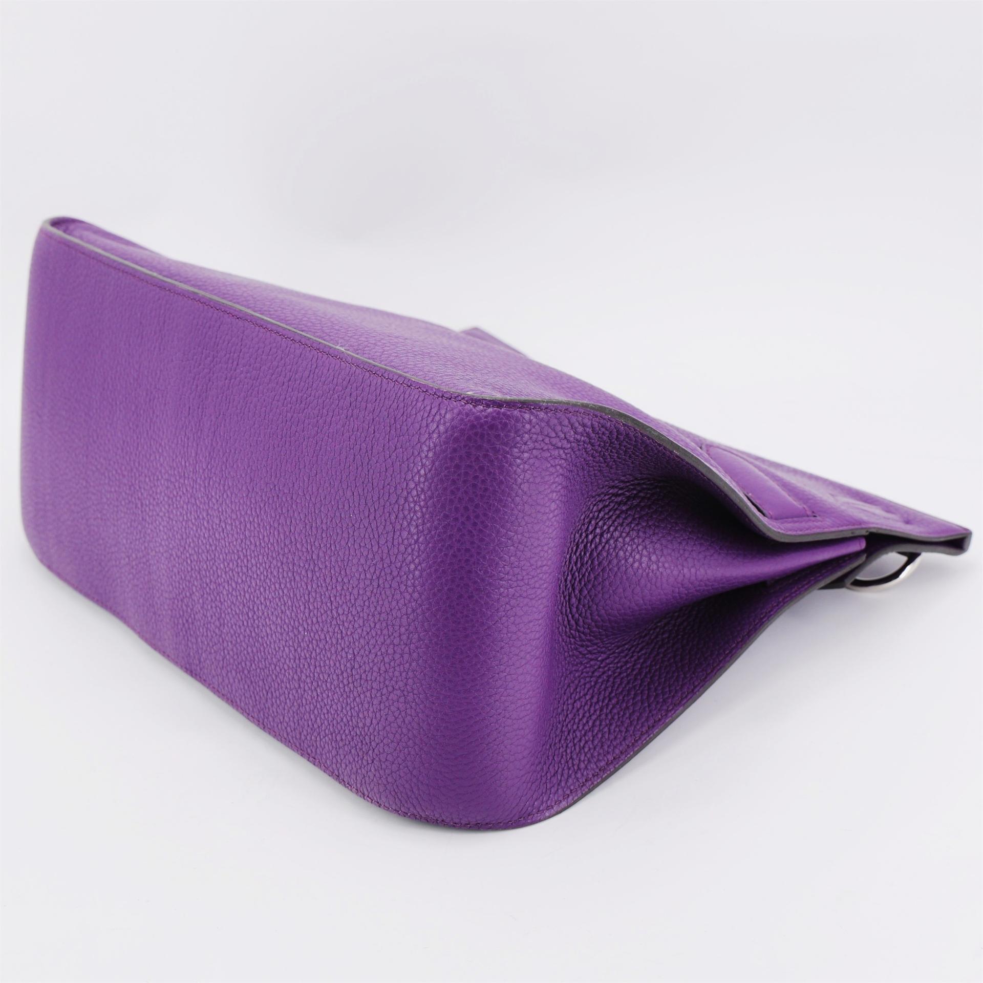 Very Good ( Rank A) HERMÈS Jypsiere 34 Ultraviolet (5L) Clemence Palladium hardware Square Q (2013) - 7