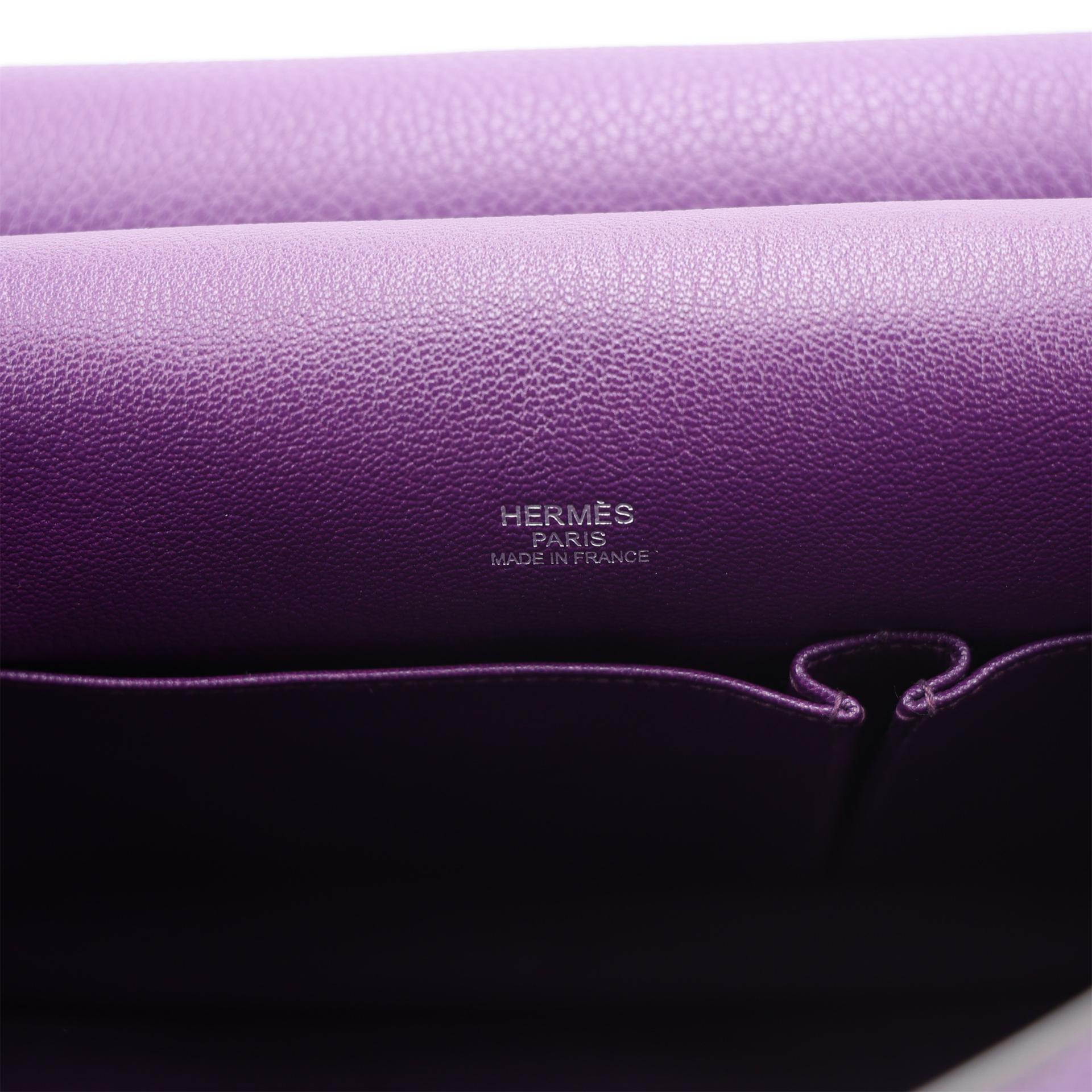 Very Good ( Rank A) HERMÈS Jypsiere 34 Ultraviolet (5L) Clemence Palladium hardware Square Q (2013) - 14