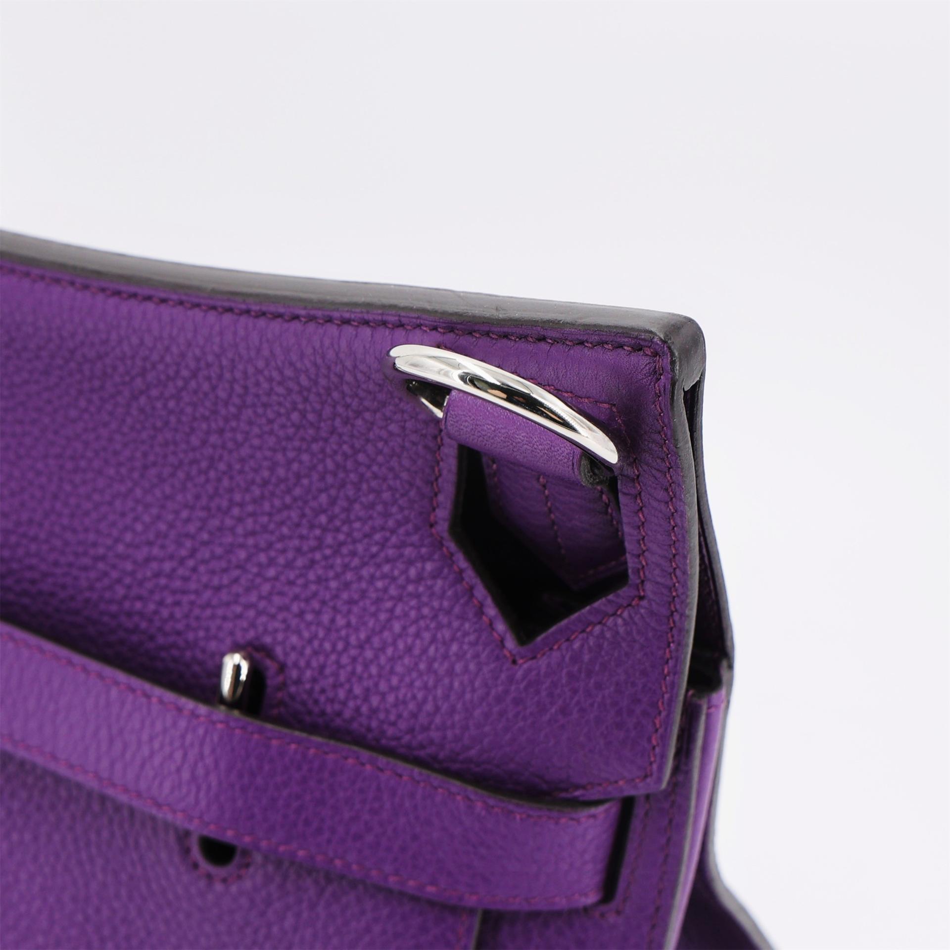 Very Good ( Rank A) HERMÈS Jypsiere 34 Ultraviolet (5L) Clemence Palladium hardware Square Q (2013) - 10
