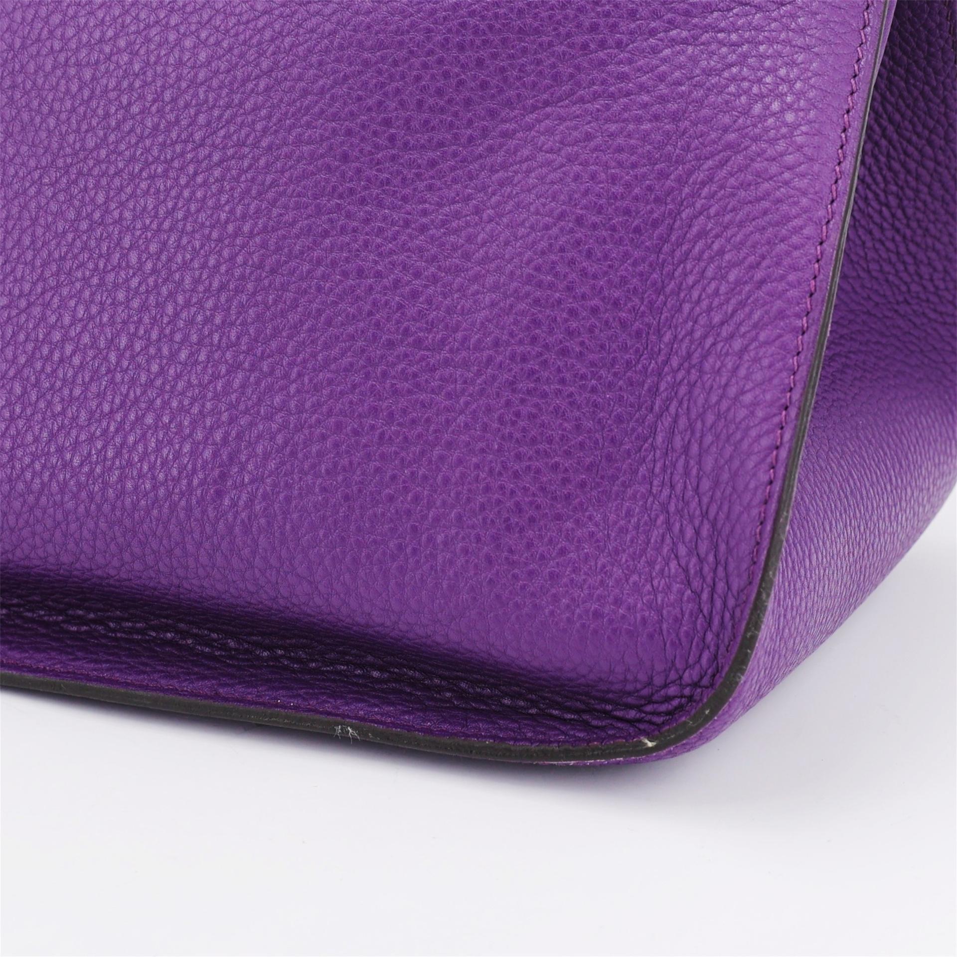 Very Good ( Rank A) HERMÈS Jypsiere 34 Ultraviolet (5L) Clemence Palladium hardware Square Q (2013) - 8