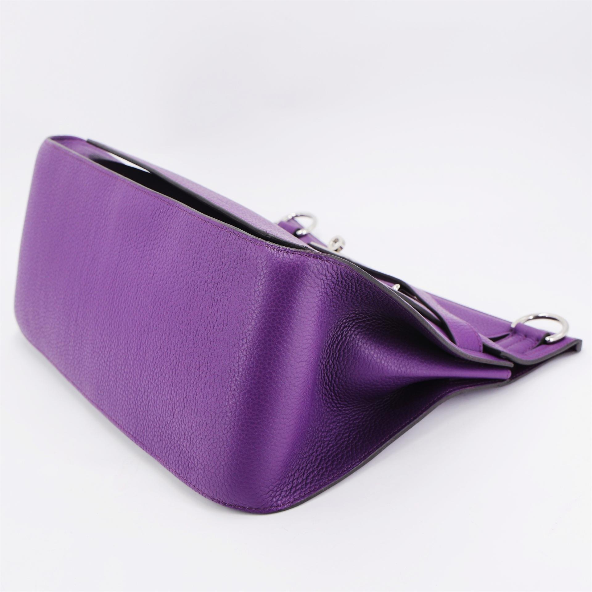 Very Good ( Rank A) HERMÈS Jypsiere 34 Ultraviolet (5L) Clemence Palladium hardware Square Q (2013) - 5