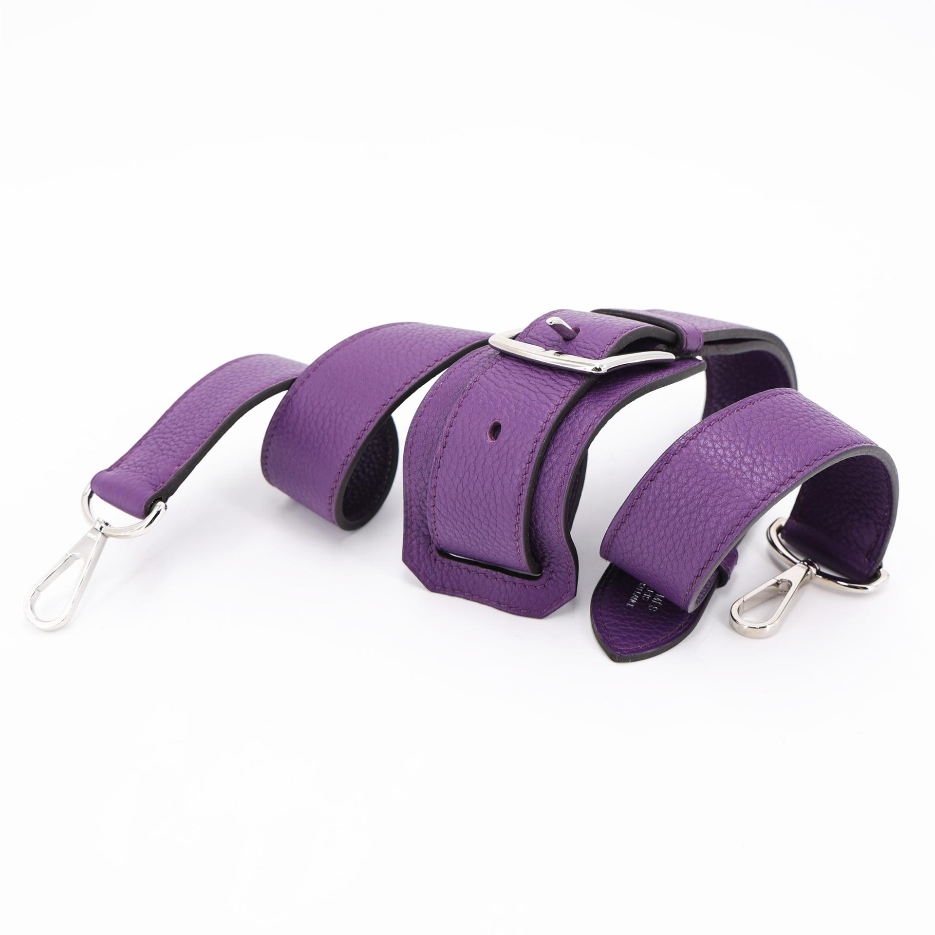 Very Good ( Rank A) HERMÈS Jypsiere 34 Ultraviolet (5L) Clemence Palladium hardware Square Q (2013) - 22