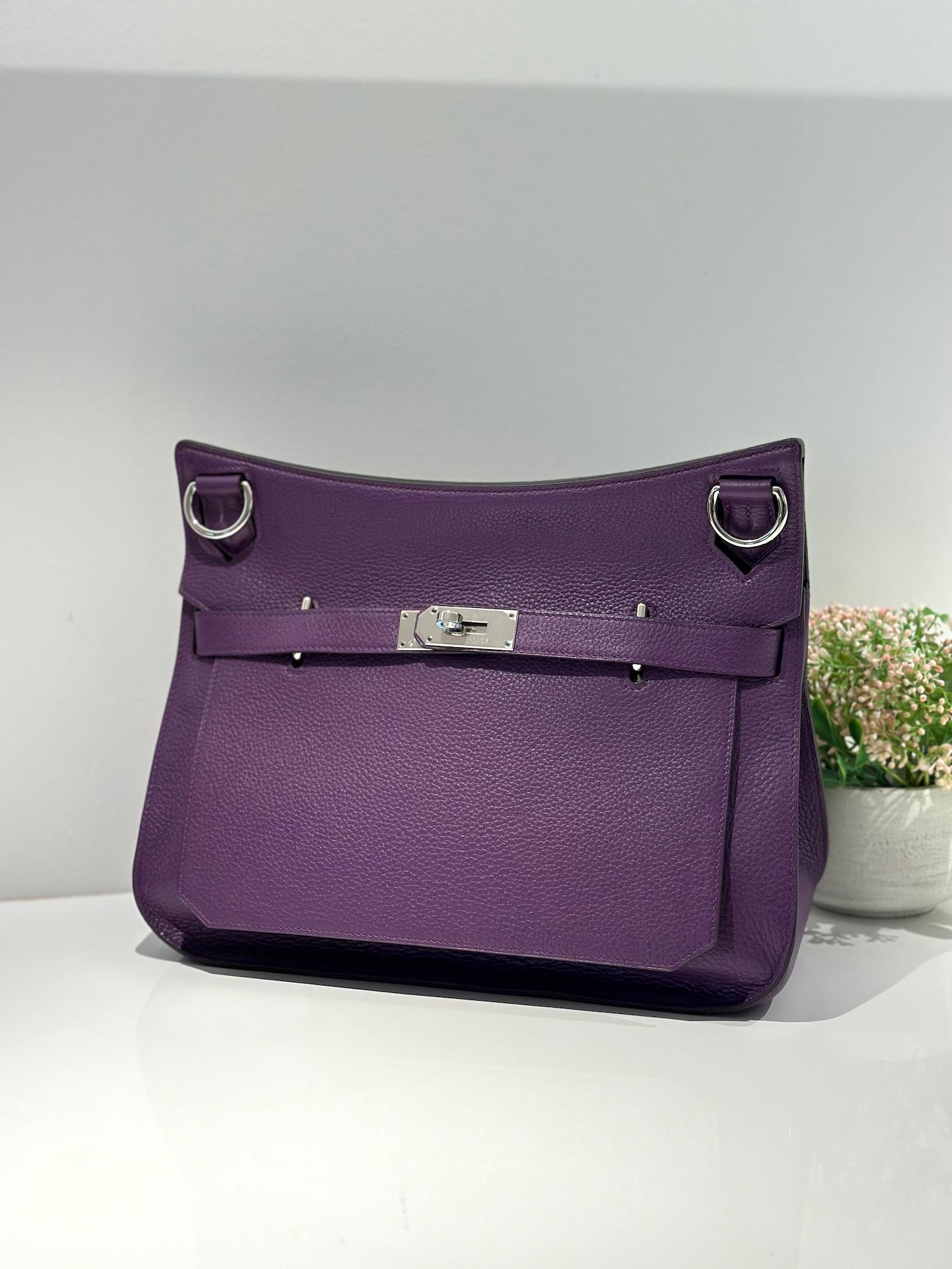 Very Good ( Rank A) HERMÈS Jypsiere 34 Ultraviolet (5L) Clemence Palladium hardware Square Q (2013) - 4