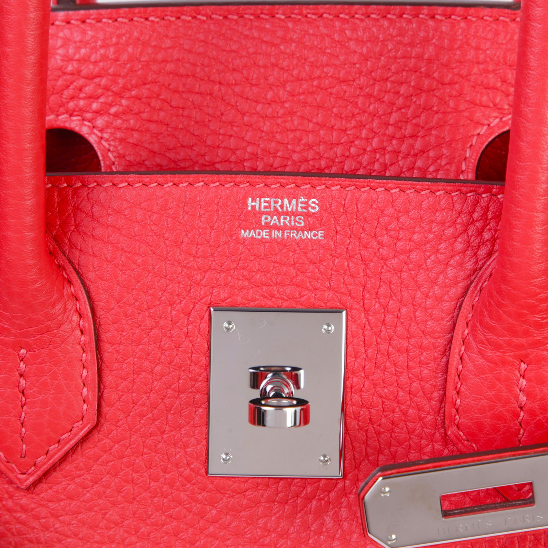 ランク A HERMÈS エルメス バーキン30 ルージュピヴォワンヌ (2R) トリヨン シルバー金具 T刻印 (2015) - 10