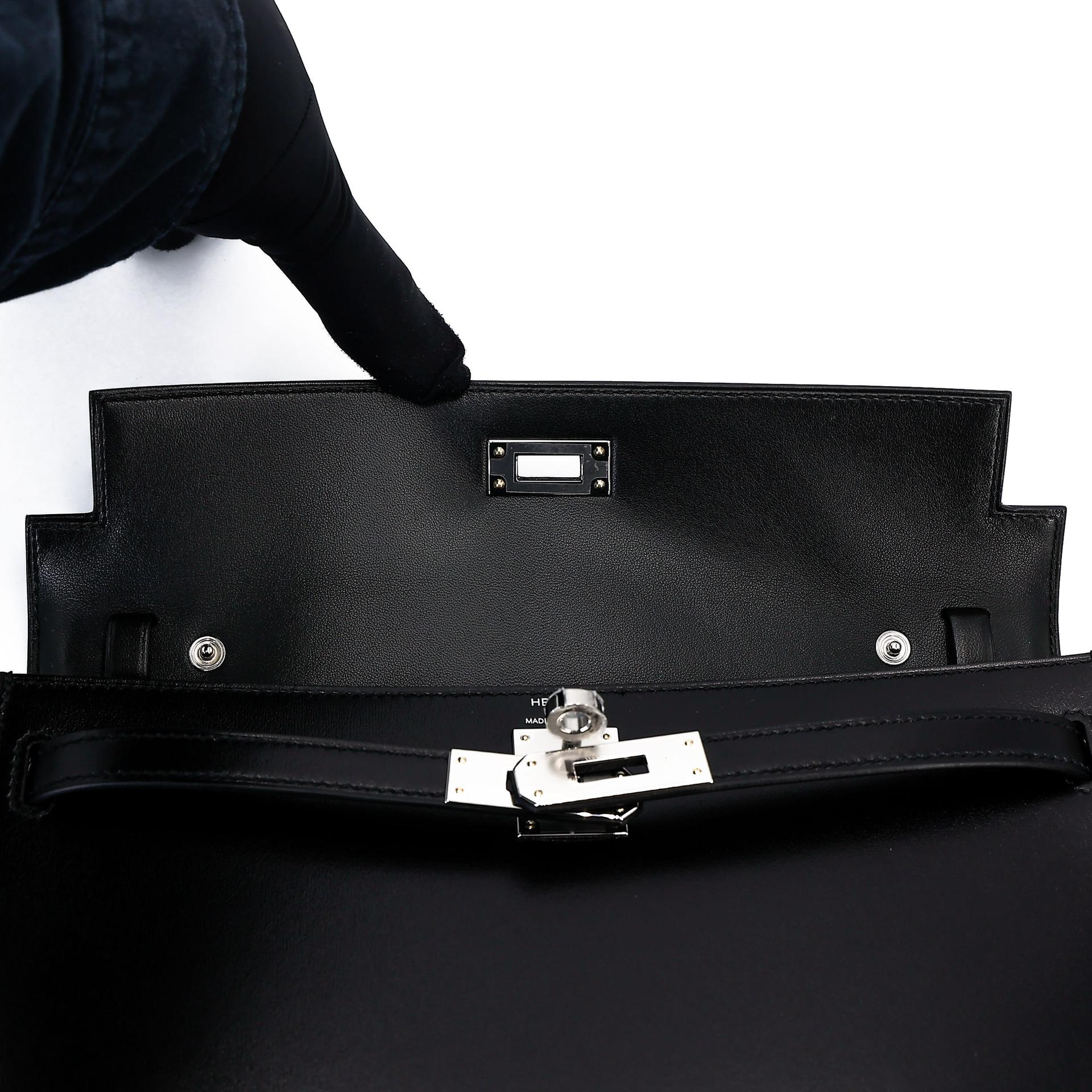ランク N 新品 HERMÈS エルメス ケリーエラン ブラック (89) ボックスカーフ シルバー金具 K刻印 (2025) - 21