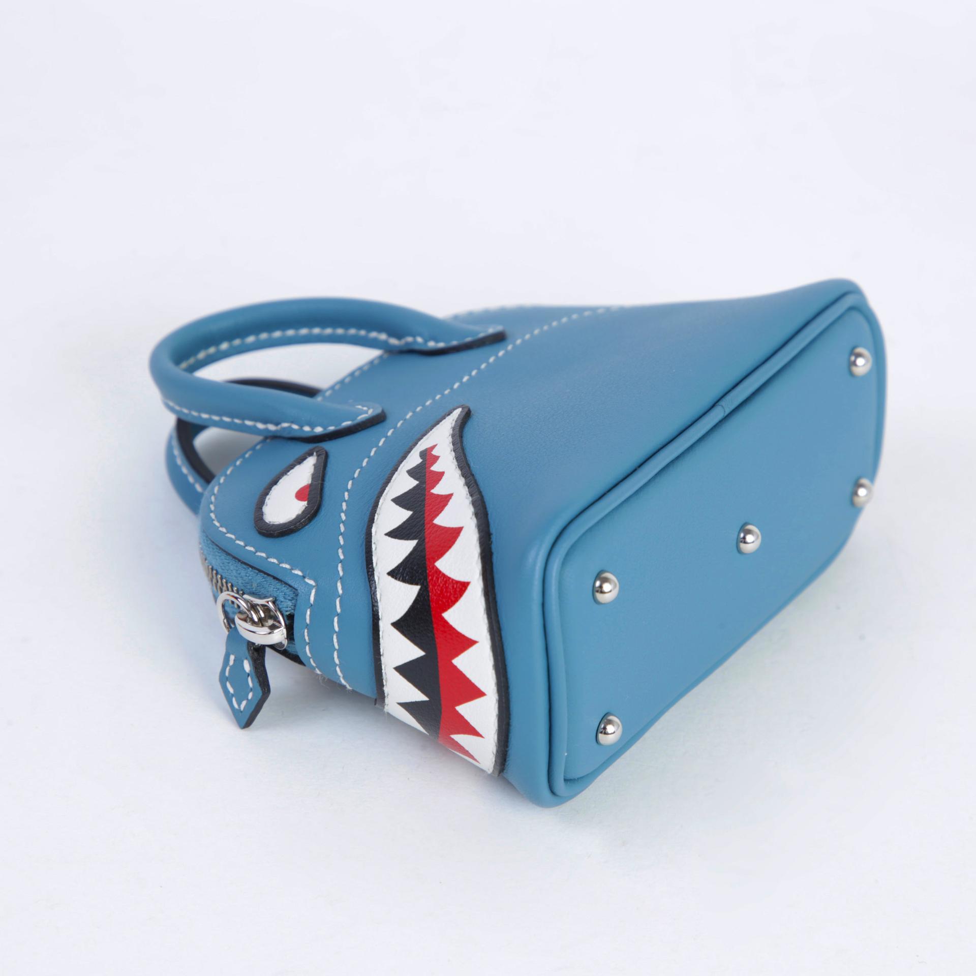 Unused ( Rank NS ) HERMÈS Bolide Shark charm New Bleu Jean (D2) Swift Palladium hardware K (2025) - 5