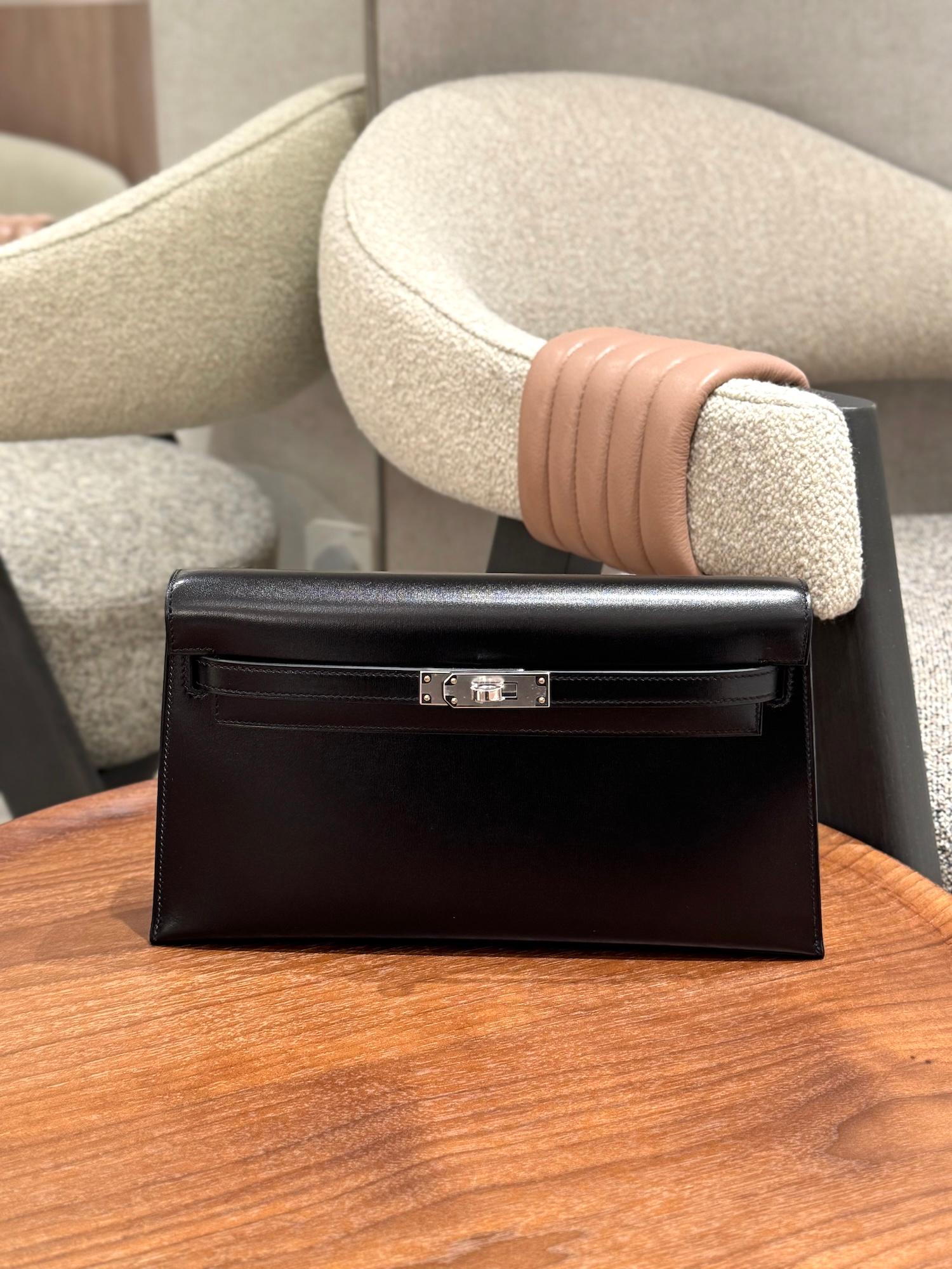 ランク N 新品 HERMÈS エルメス ケリーエラン ブラック (89) ボックスカーフ シルバー金具 K刻印 (2025) - 4