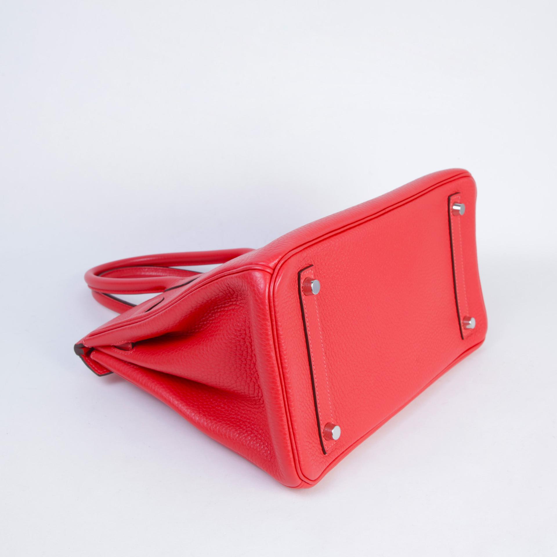 ランク A HERMÈS エルメス バーキン30 ルージュピヴォワンヌ (2R) トリヨン シルバー金具 T刻印 (2015) - 6