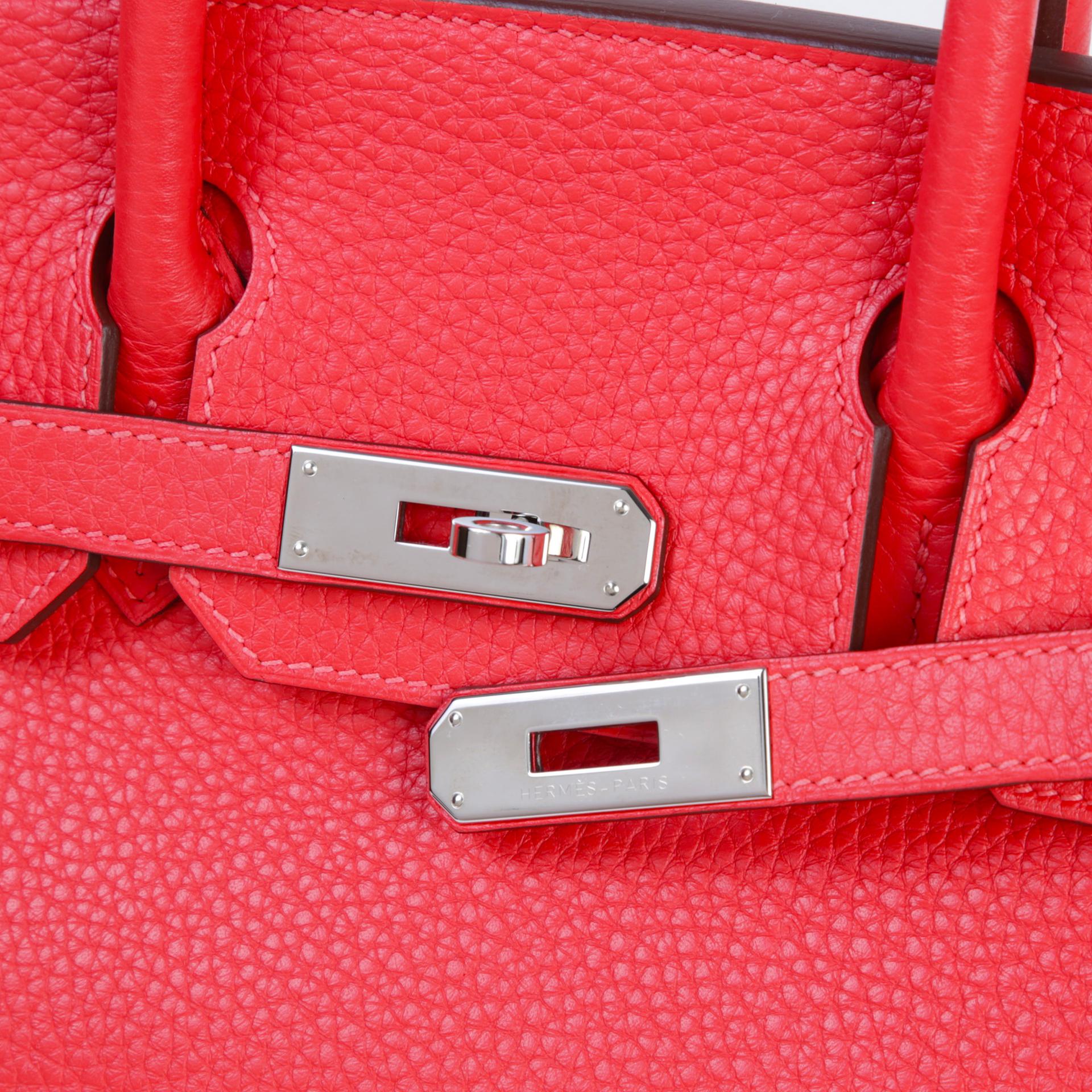 ランク A HERMÈS エルメス バーキン30 ルージュピヴォワンヌ (2R) トリヨン シルバー金具 T刻印 (2015) - 8