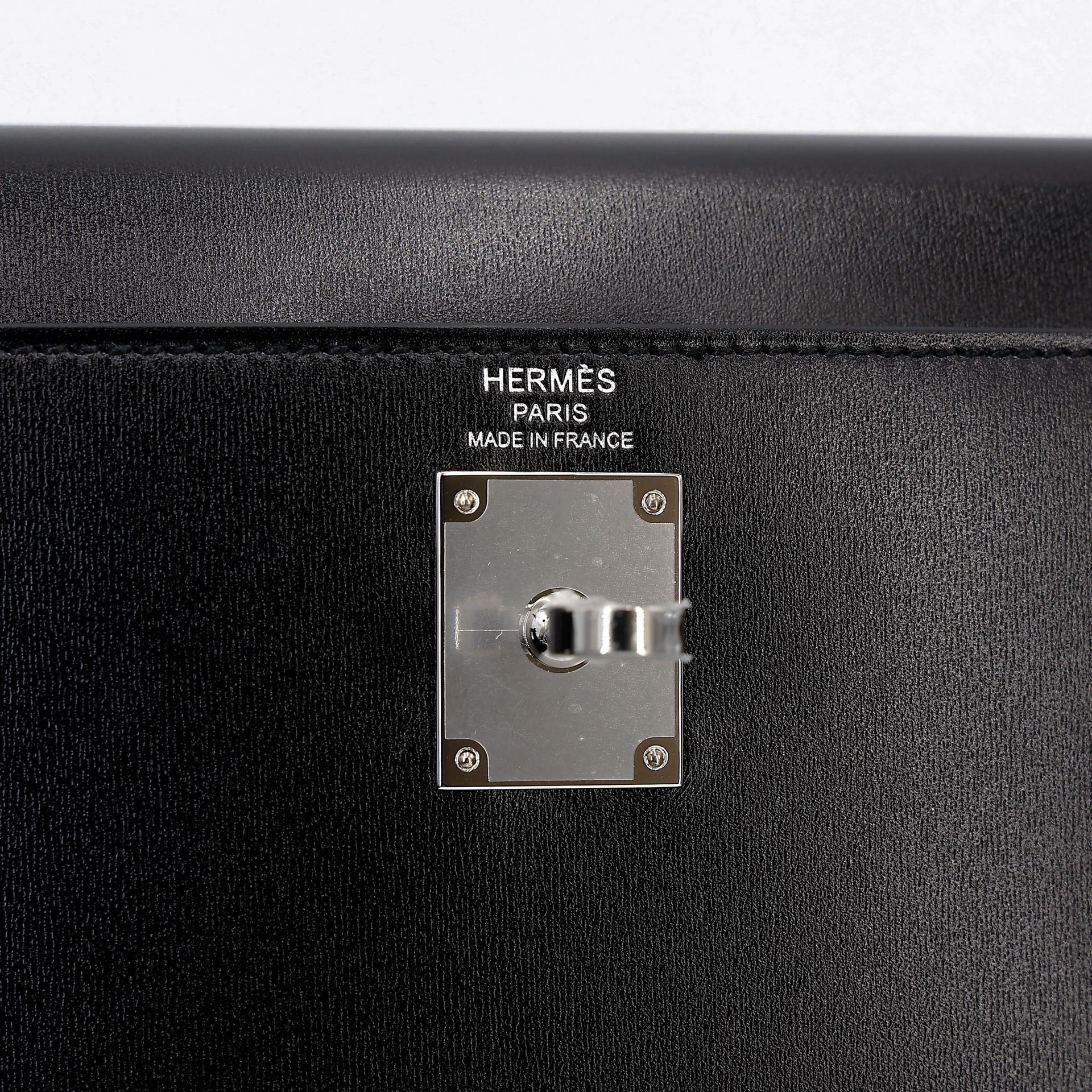 ランク N 新品 HERMÈS エルメス ケリーエラン ブラック (89) ボックスカーフ シルバー金具 K刻印 (2025) - 23