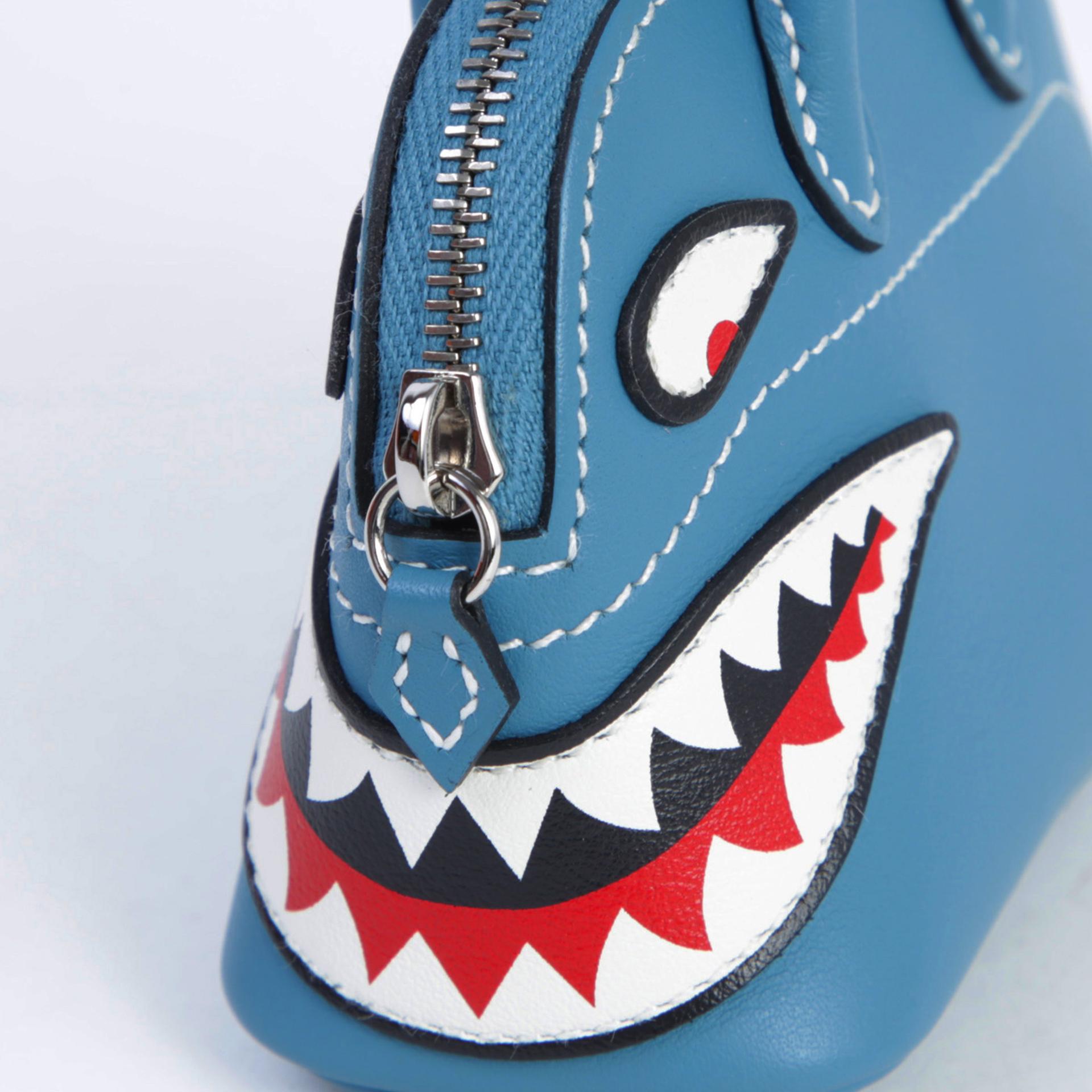 Unused ( Rank NS ) HERMÈS Bolide Shark charm New Bleu Jean (D2) Swift Palladium hardware K (2025) - 4