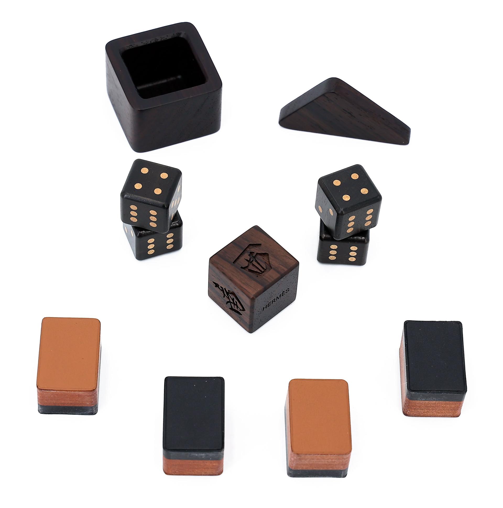 Brand New ( Rank N ) HERMÈS Helios Mahjong set Brown Palisander wood - 12
