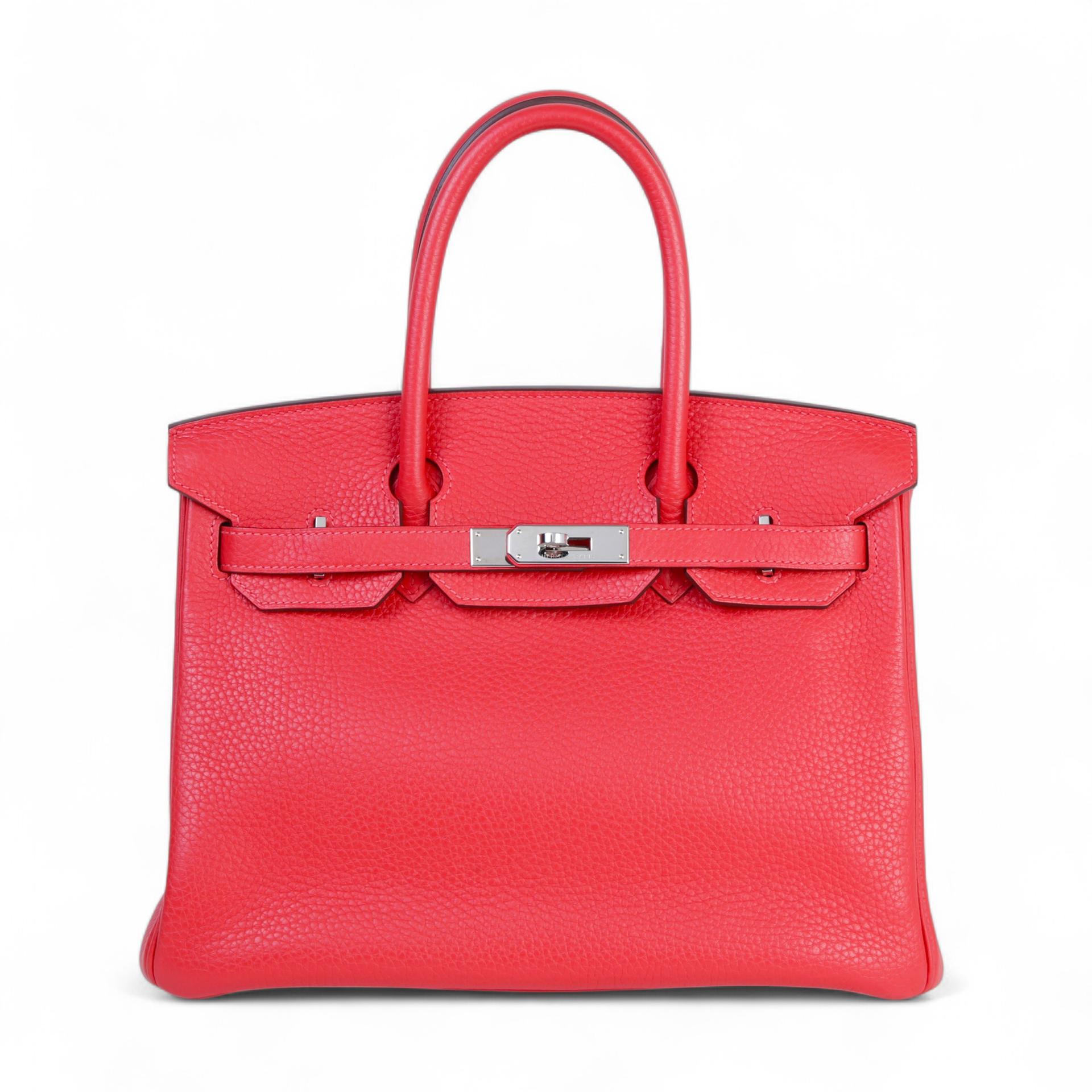 ランク A HERMÈS エルメス バーキン30 ルージュピヴォワンヌ (2R) トリヨン シルバー金具 T刻印 (2015) - 1