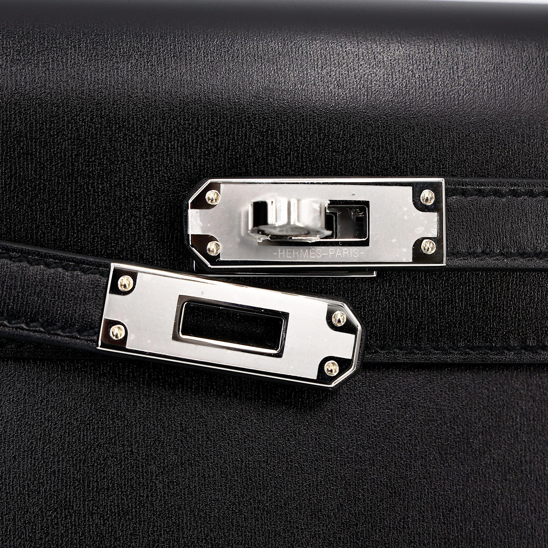 ランク N 新品 HERMÈS エルメス ケリーエラン ブラック (89) ボックスカーフ シルバー金具 K刻印 (2025) - 17
