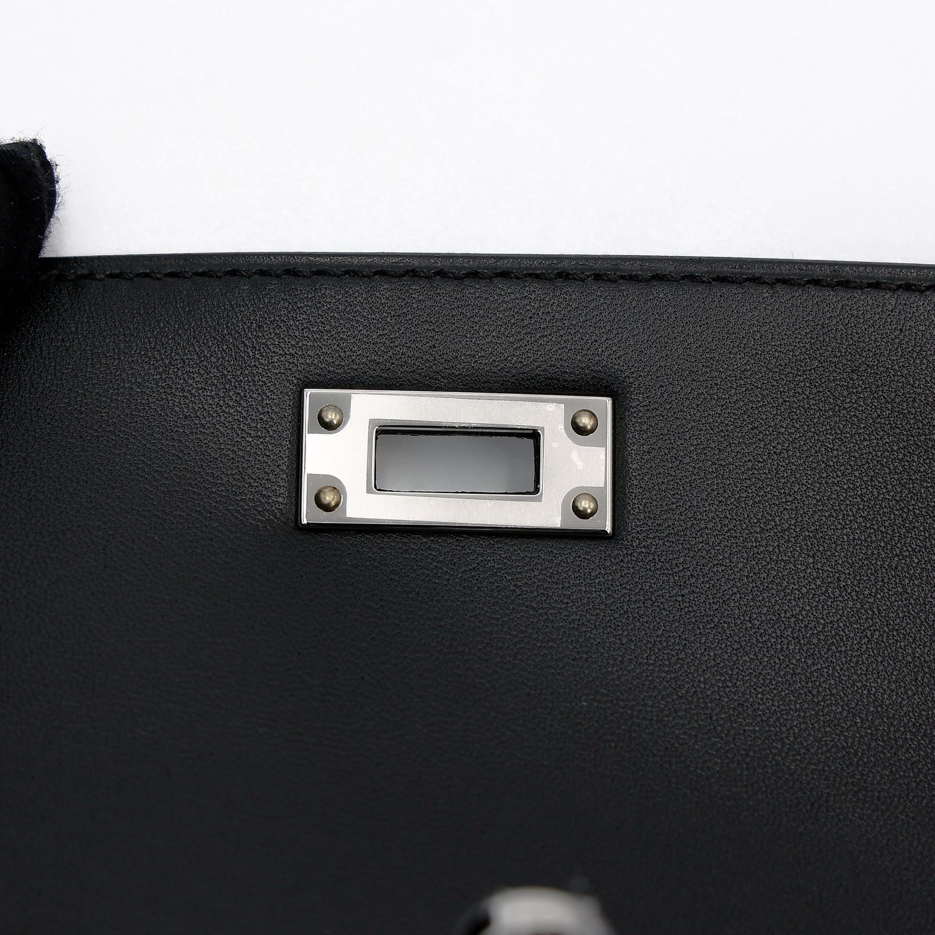 ランク N 新品 HERMÈS エルメス ケリーエラン ブラック (89) ボックスカーフ シルバー金具 K刻印 (2025) - 20