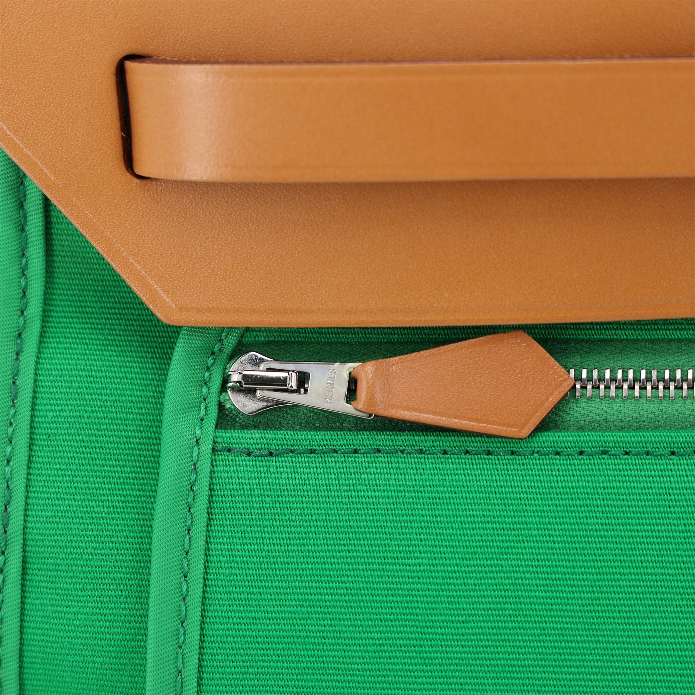 ランク SA HERMÈS エルメス エールバッグジップ PM バンブー (1K) ヴァッシュハンター キャンバス シルバー金具 □R刻印 (2014) - 21