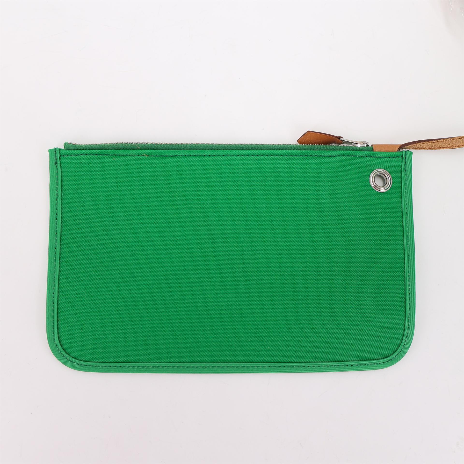 SA超美品 HERMÈS 愛馬仕 Herbag Zip 31 PM 1K 竹子綠 Bamboo Vache Hunter皮 帆布 銀扣 □R刻 2014年 - 24