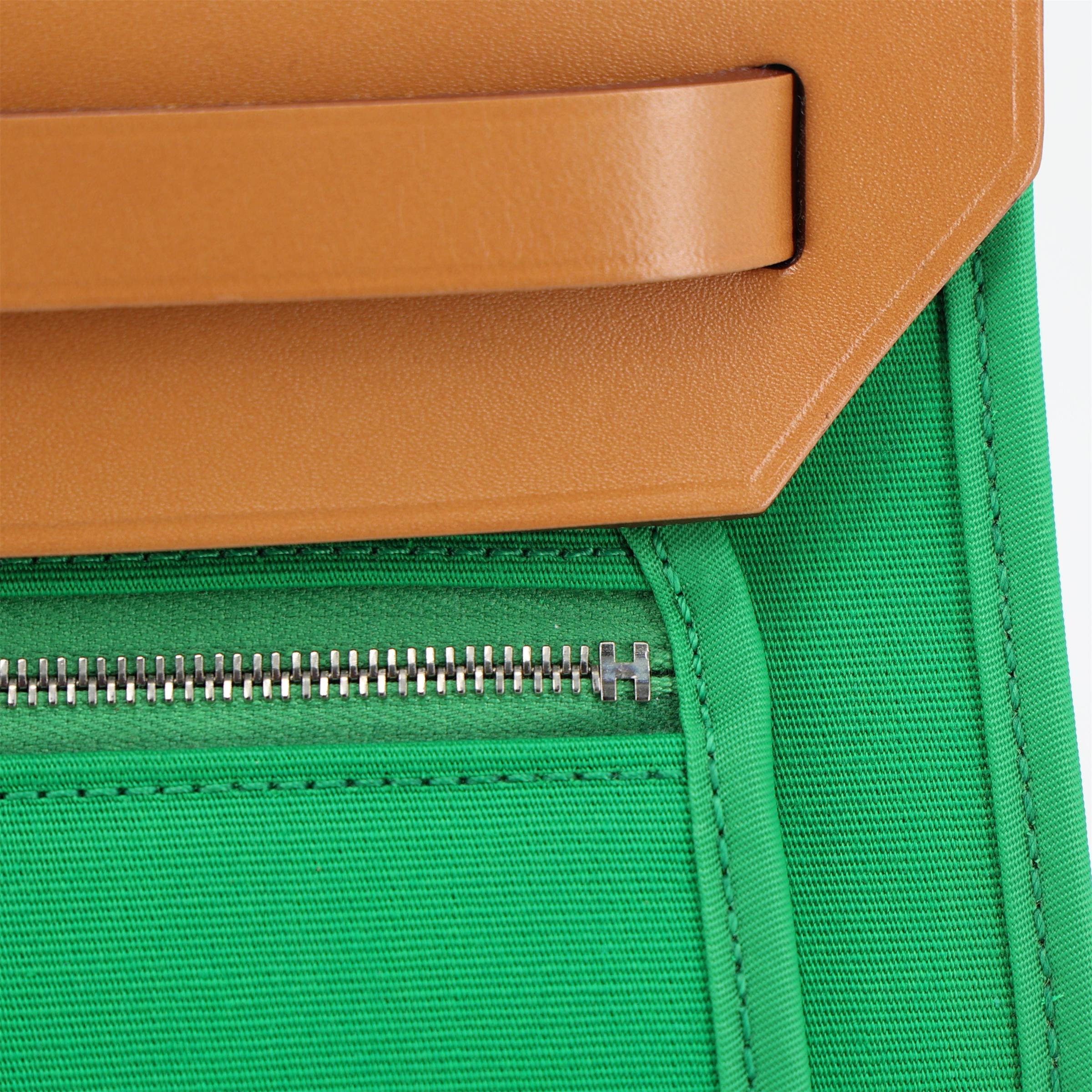 ランク SA HERMÈS エルメス エールバッグジップ PM バンブー (1K) ヴァッシュハンター キャンバス シルバー金具 □R刻印 (2014) - 22