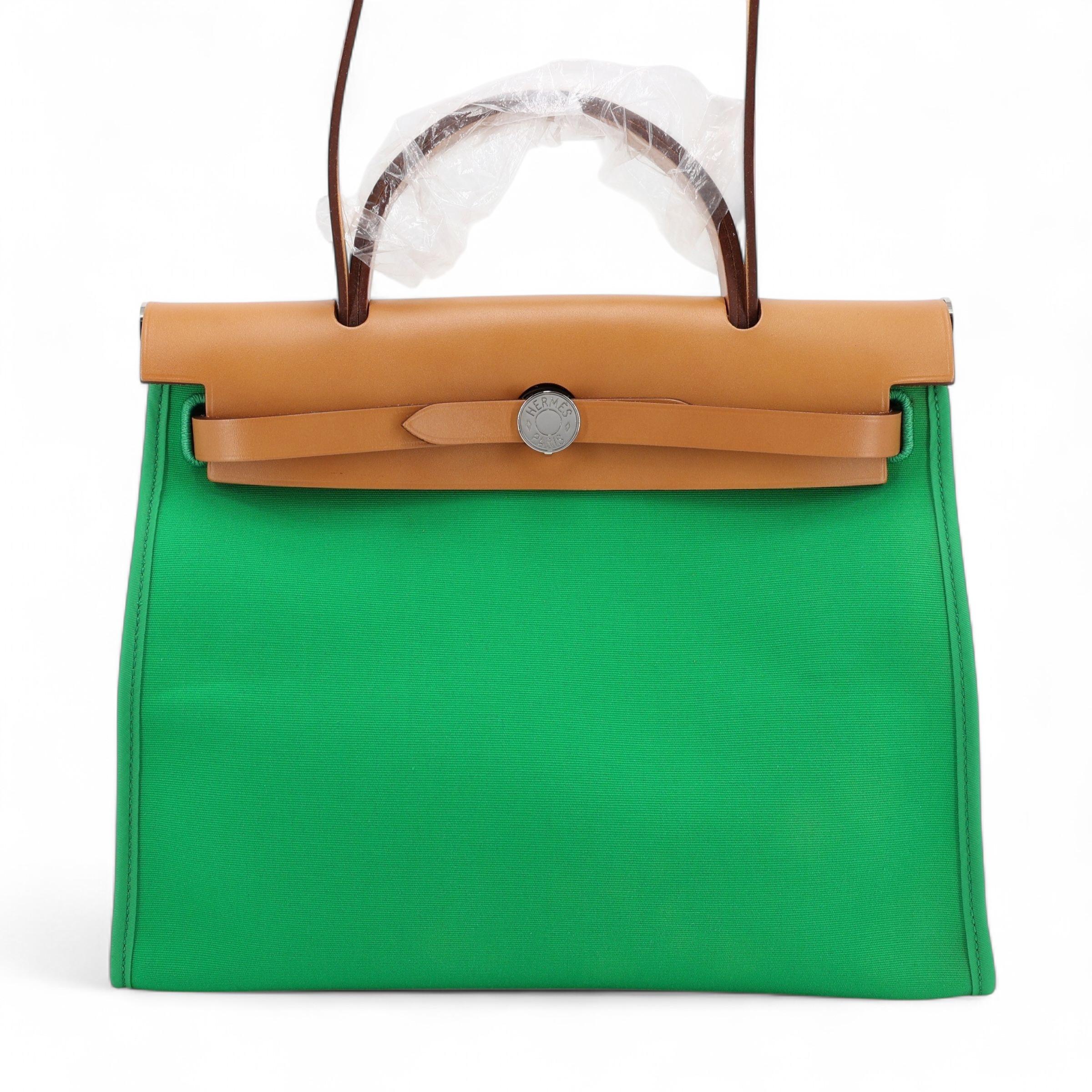 ランク SA HERMÈS エルメス エールバッグジップ PM バンブー (1K) ヴァッシュハンター キャンバス シルバー金具 □R刻印 (2014) - 1