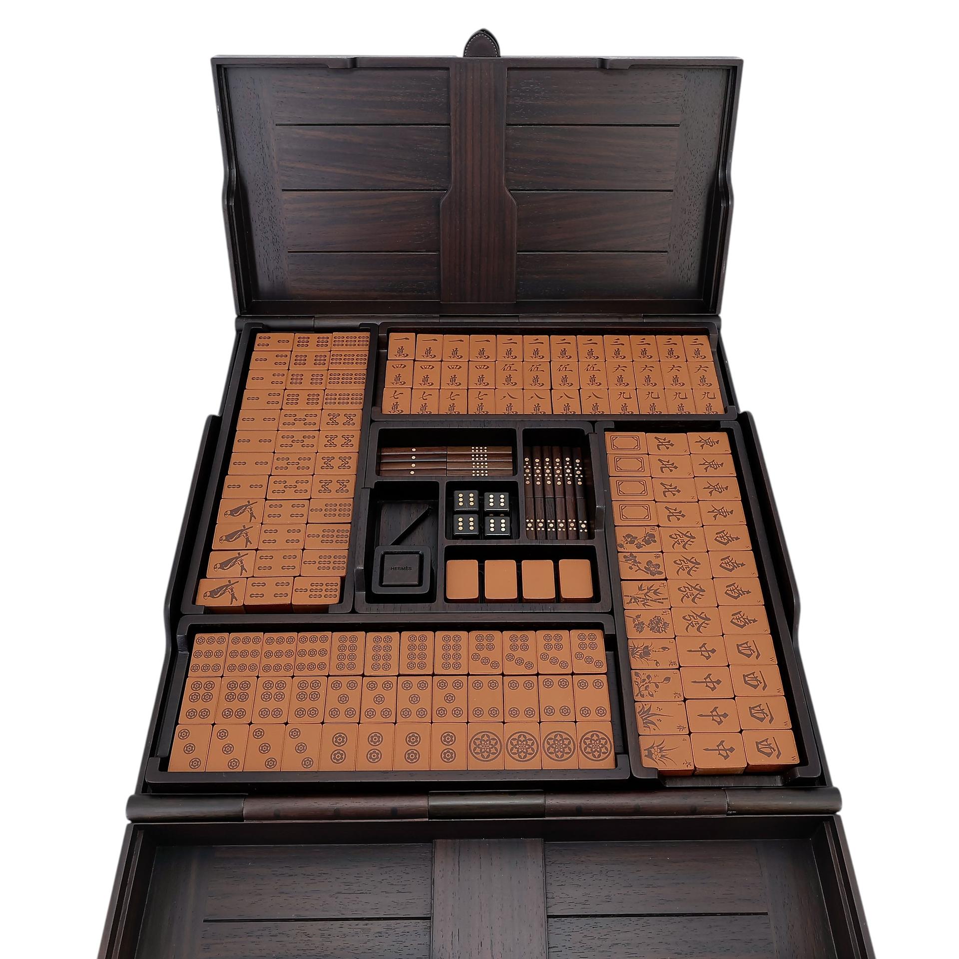 Brand New ( Rank N ) HERMÈS Helios Mahjong set Brown Palisander wood - 1