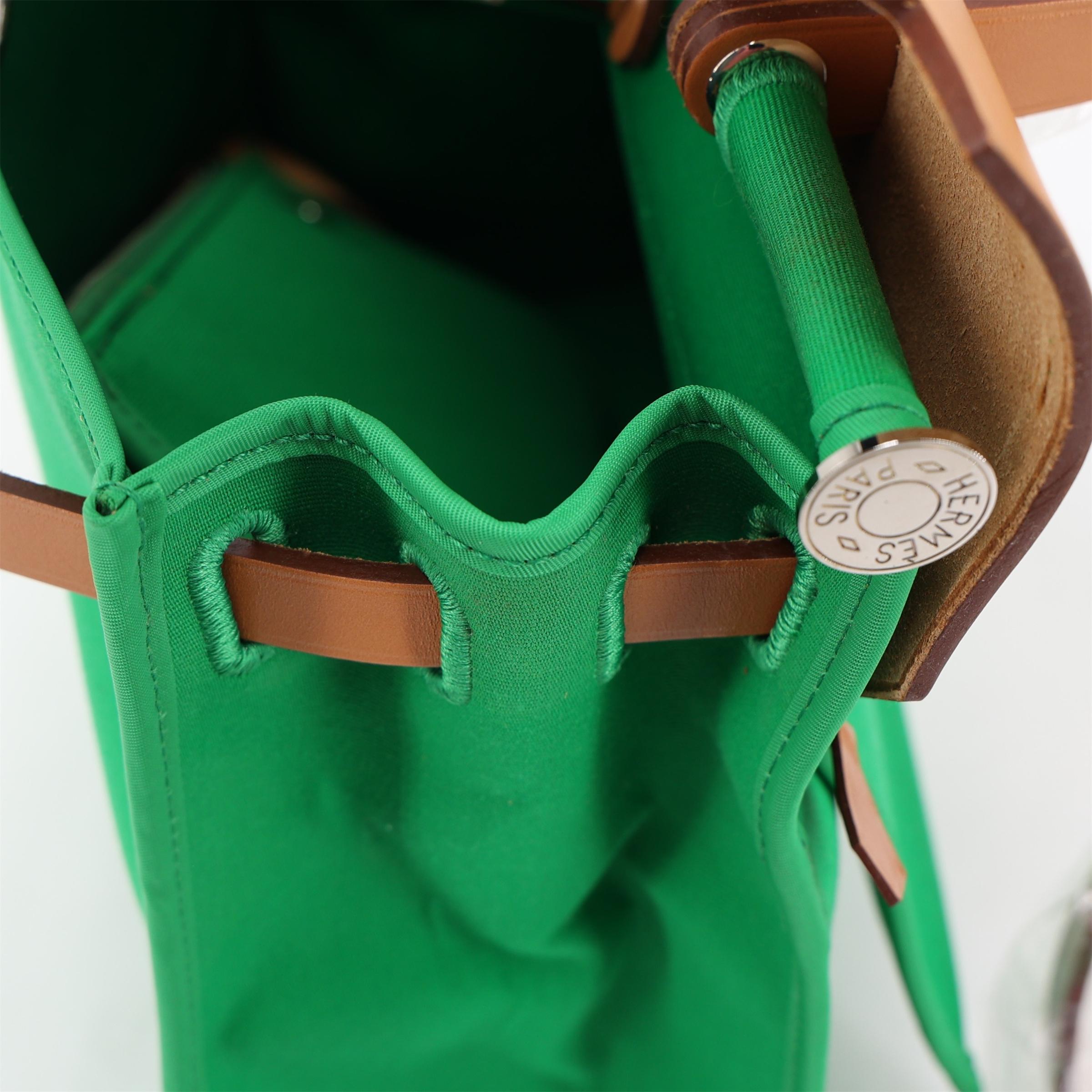 ランク SA HERMÈS エルメス エールバッグジップ PM バンブー (1K) ヴァッシュハンター キャンバス シルバー金具 □R刻印 (2014) - 18
