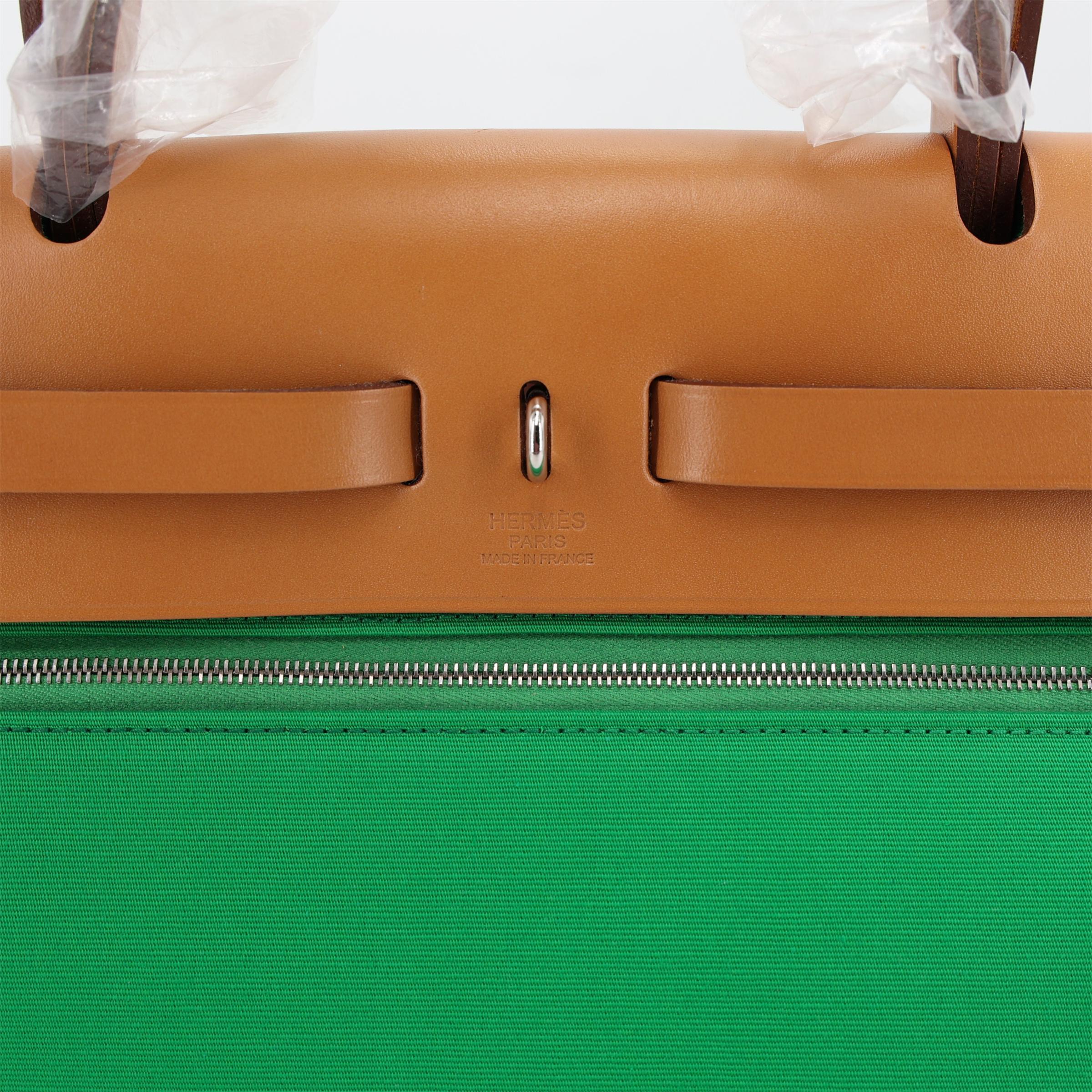 ランク SA HERMÈS エルメス エールバッグジップ PM バンブー (1K) ヴァッシュハンター キャンバス シルバー金具 □R刻印 (2014) - 11