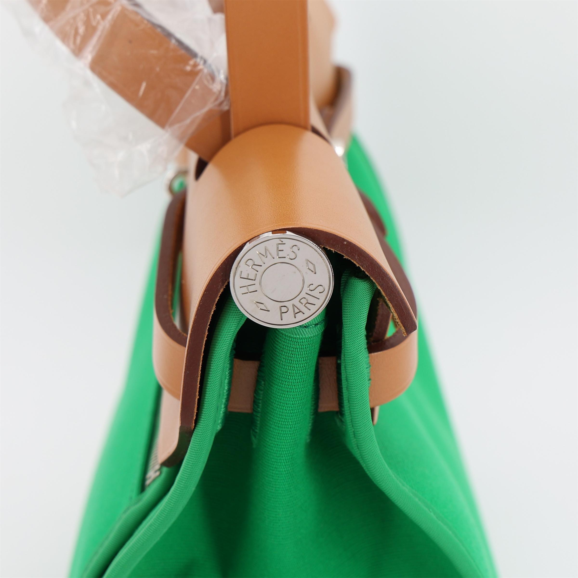 ランク SA HERMÈS エルメス エールバッグジップ PM バンブー (1K) ヴァッシュハンター キャンバス シルバー金具 □R刻印 (2014) - 13