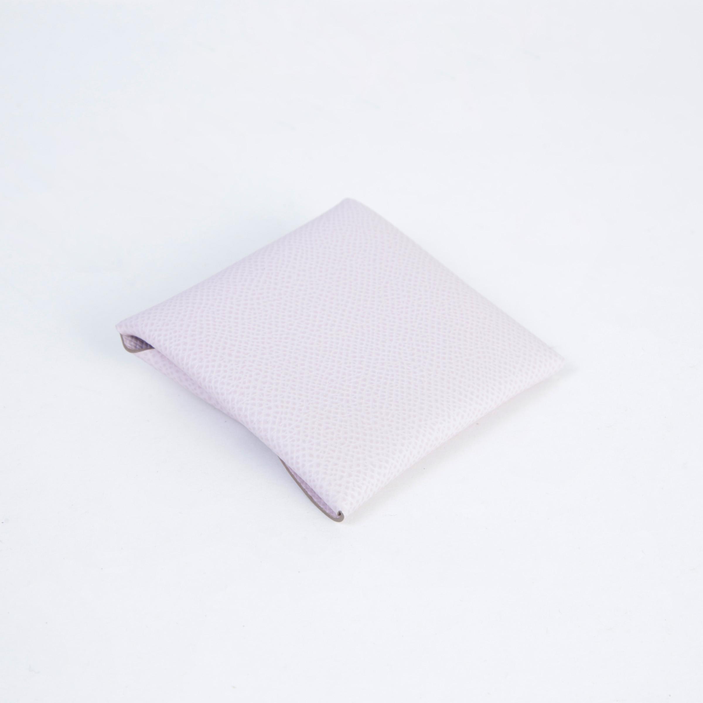 Unused ( Rank NS ) HERMÈS Bastia purse Mauve Pale (09) Epsom Palladium hardware U (2022) - 6