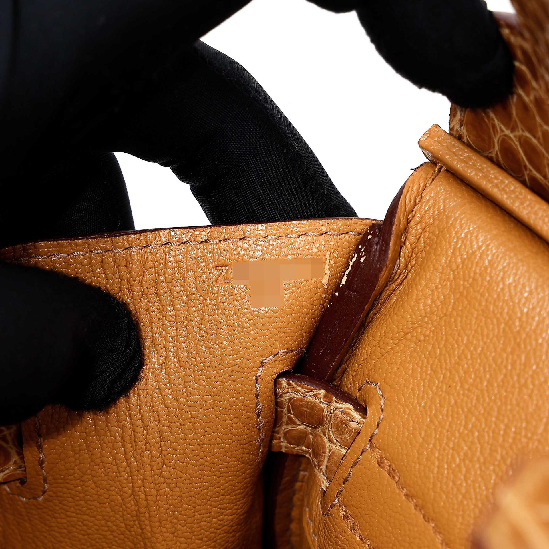 Unused ( Rank NS ) HERMÈS Birkin 30 Tabac Camel (24) Shiny Alligator Ostrich Gold hardware Z (2021) - 15
