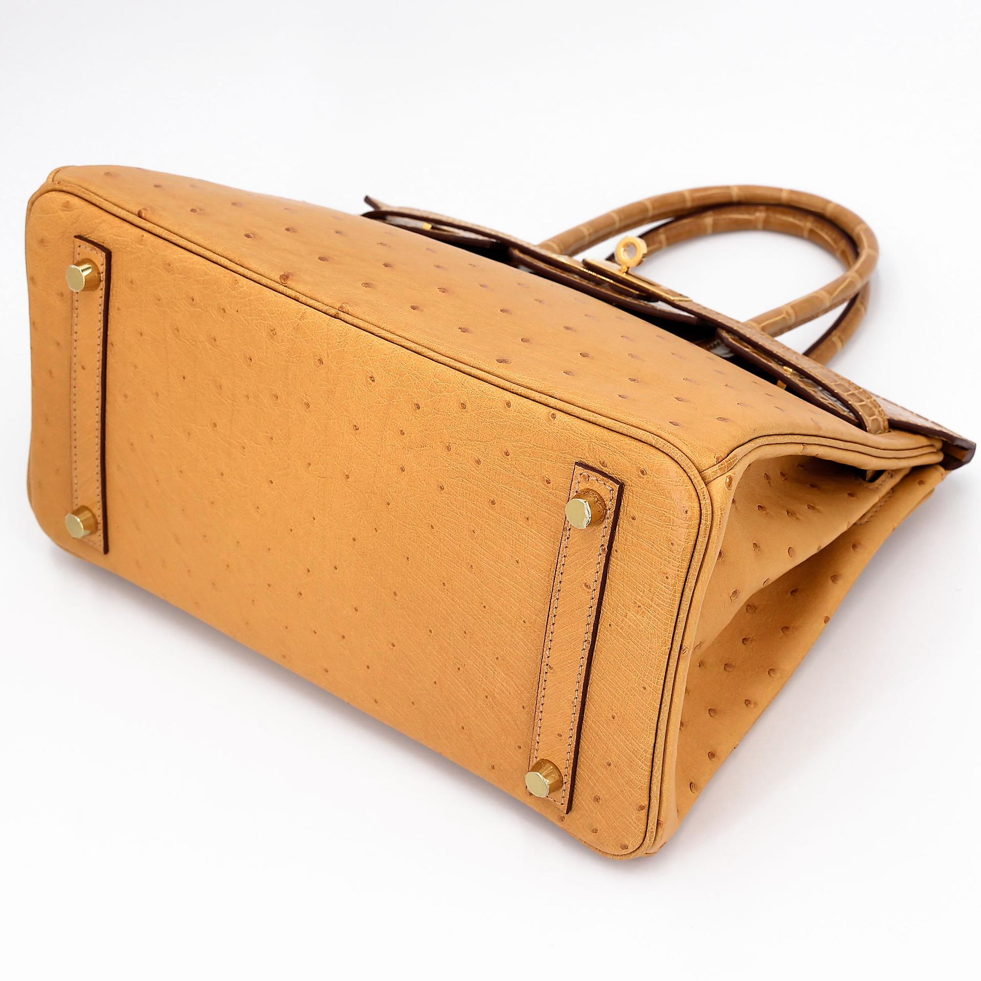 Unused ( Rank NS ) HERMÈS Birkin 30 Tabac Camel (24) Shiny Alligator Ostrich Gold hardware Z (2021) - 6