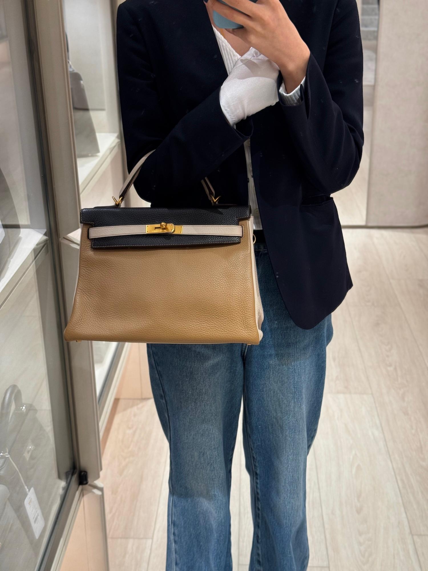 ランク A HERMÈS エルメス ケリー32 タバックキャメル (24) トリヨン マットゴールド金具 □G刻印 (2003) - 3