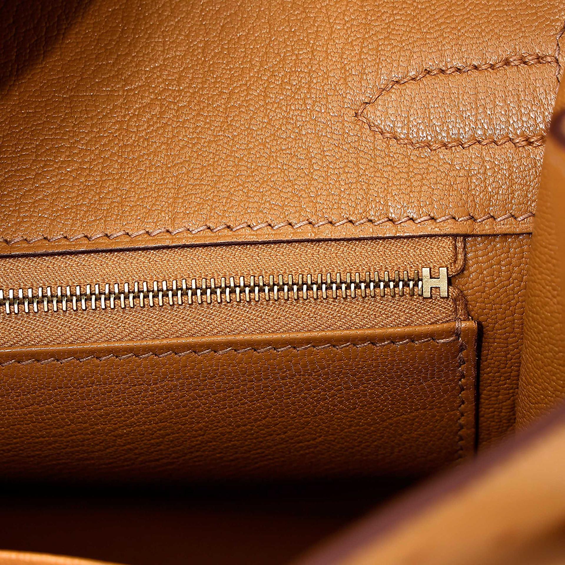 Unused ( Rank NS ) HERMÈS Birkin 30 Tabac Camel (24) Shiny Alligator Ostrich Gold hardware Z (2021) - 14