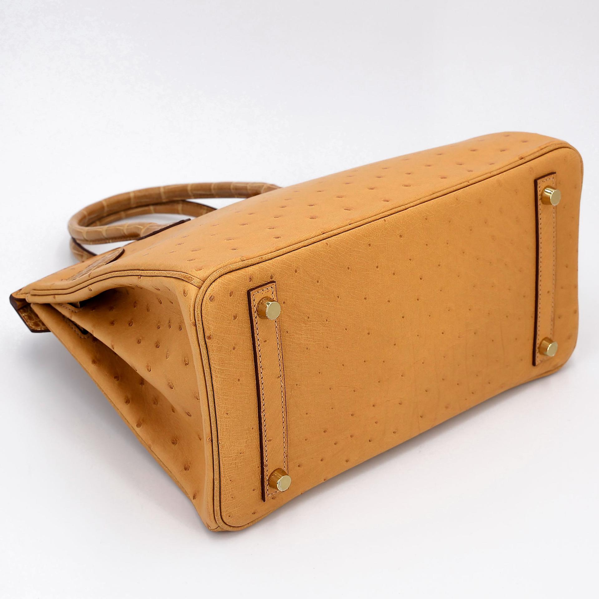 Unused ( Rank NS ) HERMÈS Birkin 30 Tabac Camel (24) Shiny Alligator Ostrich Gold hardware Z (2021) - 9