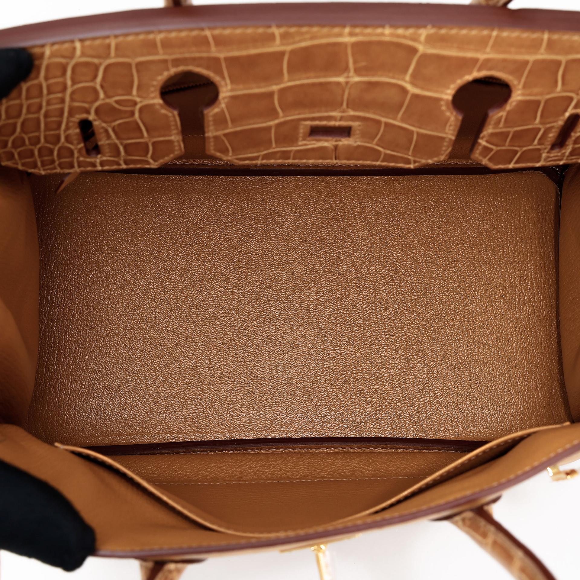 Unused ( Rank NS ) HERMÈS Birkin 30 Tabac Camel (24) Shiny Alligator Ostrich Gold hardware Z (2021) - 18