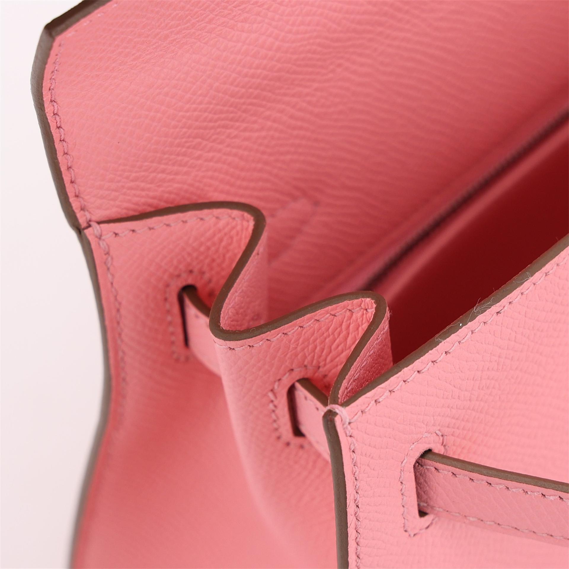 Brand New ( Rank N ) HERMÈS Kelly 25 Sellier Rose Confetti (1Q) Epsom Palladium hardware W (2024) - 18