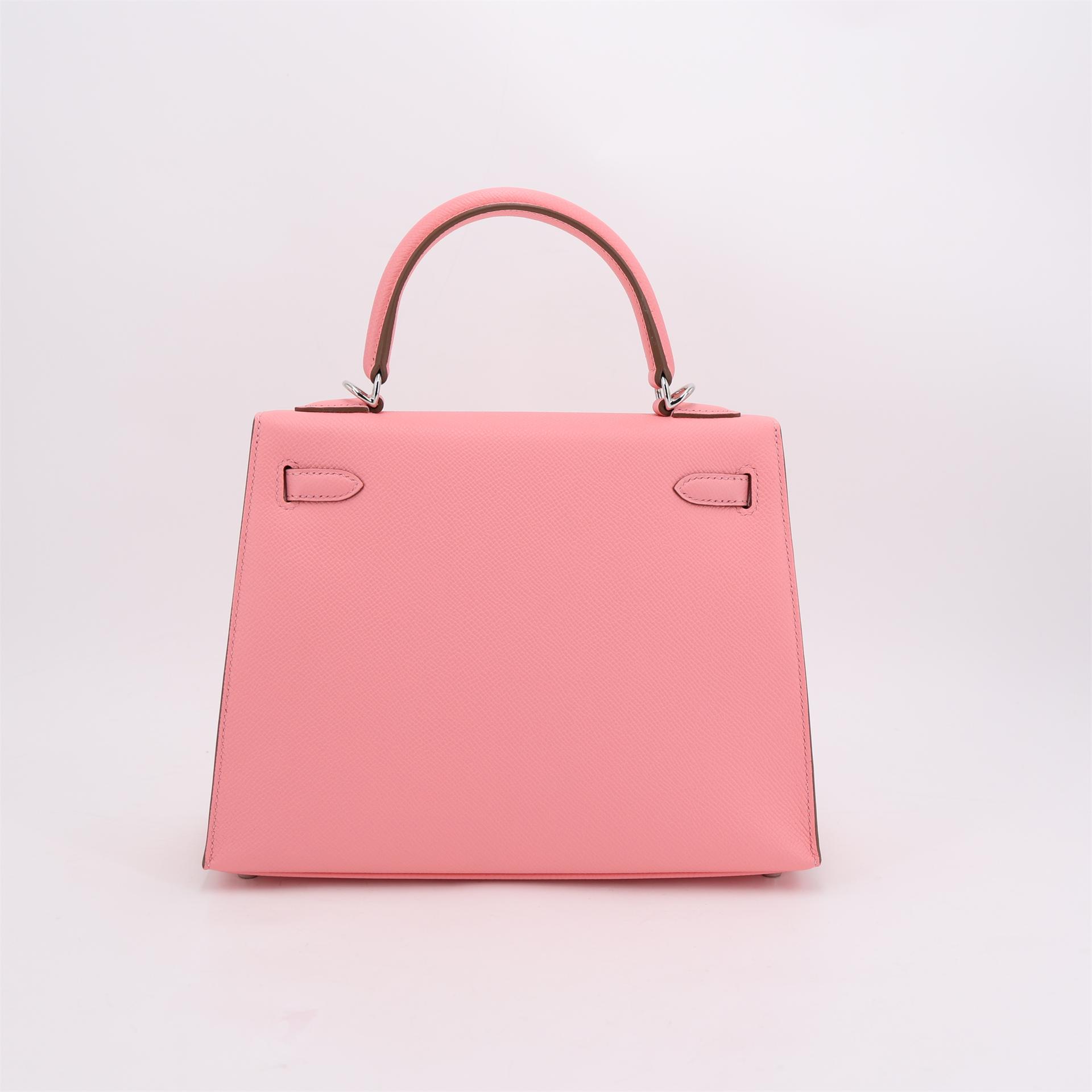 Brand New ( Rank N ) HERMÈS Kelly 25 Sellier Rose Confetti (1Q) Epsom Palladium hardware W (2024) - 6