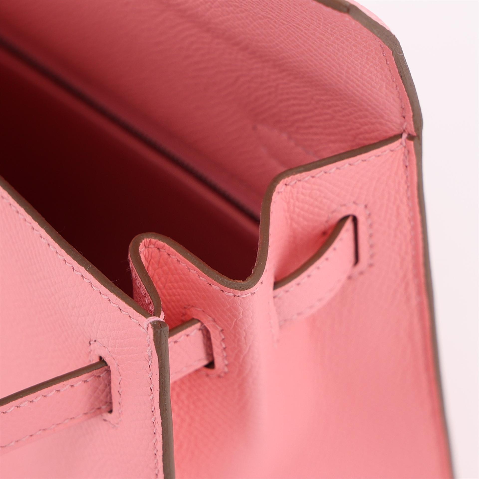 Brand New ( Rank N ) HERMÈS Kelly 25 Sellier Rose Confetti (1Q) Epsom Palladium hardware W (2024) - 19
