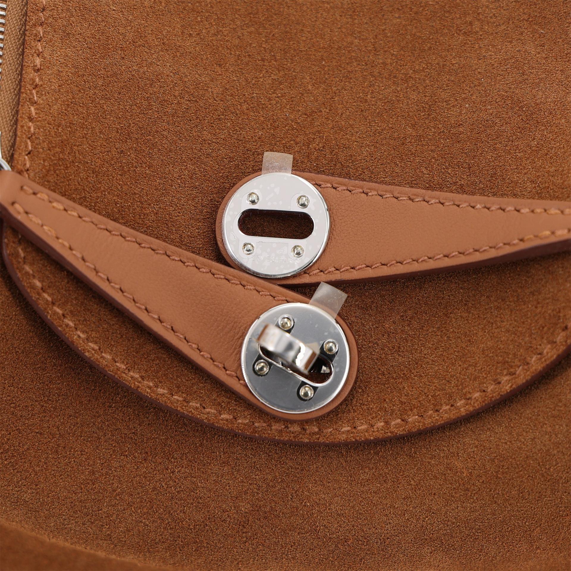 Brand New ( Rank N ) HERMÈS Mini Lindy II Chamois Gold (37) Grizzly Swift Palladium hardware K (2025) - 9