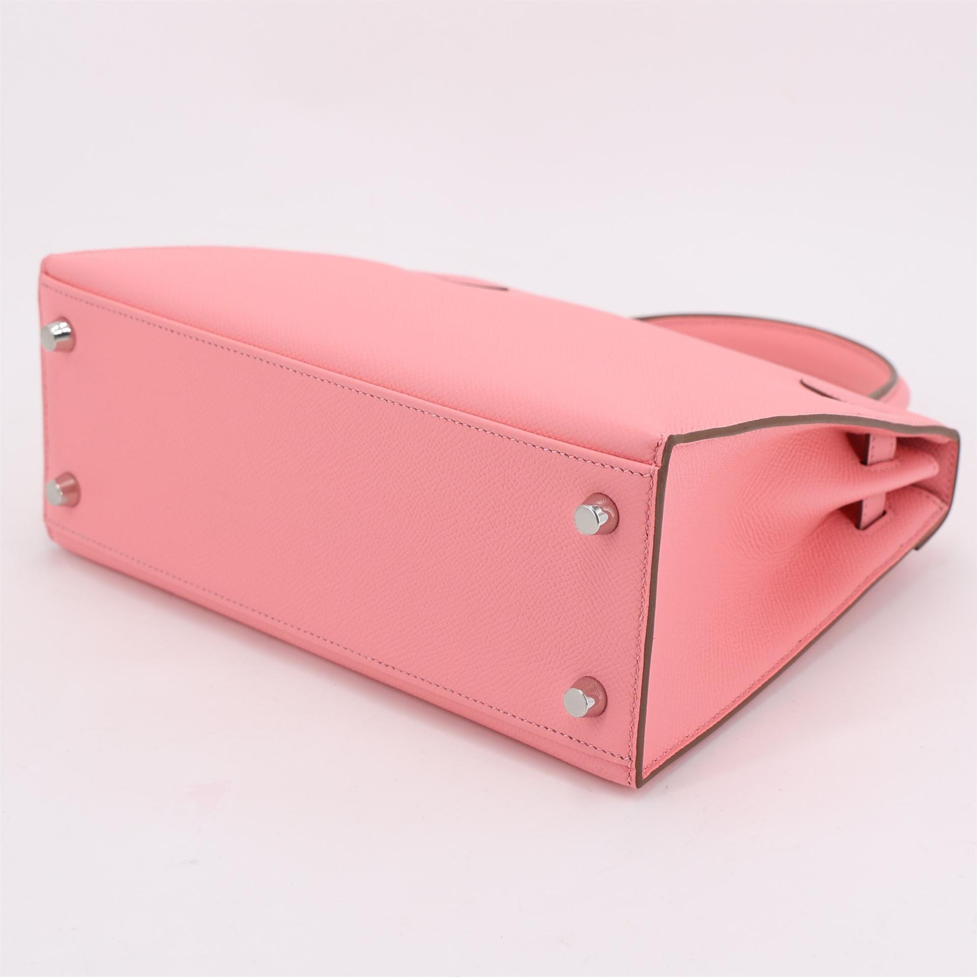 Brand New ( Rank N ) HERMÈS Kelly 25 Sellier Rose Confetti (1Q) Epsom Palladium hardware W (2024) - 11