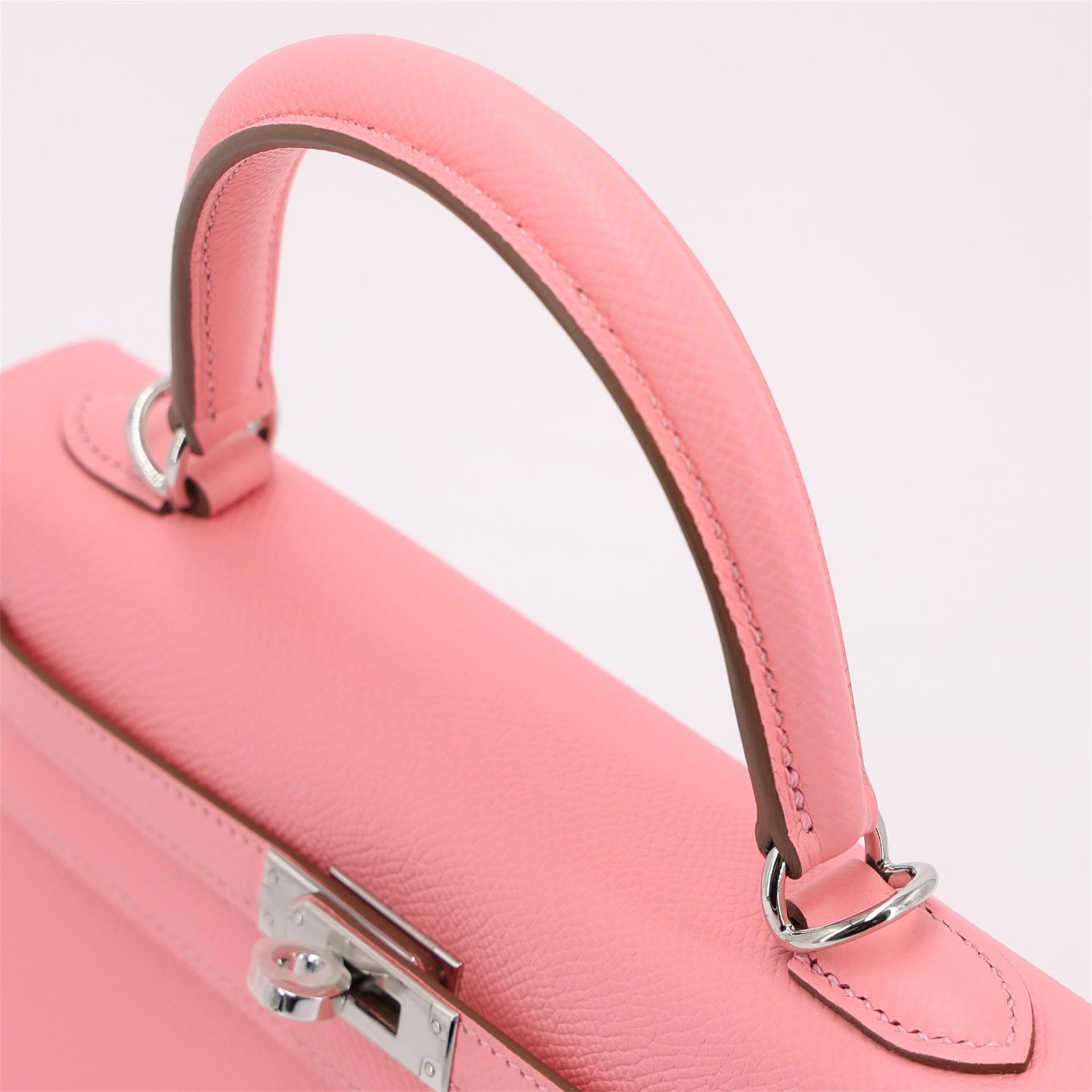Brand New ( Rank N ) HERMÈS Kelly 25 Sellier Rose Confetti (1Q) Epsom Palladium hardware W (2024) - 7