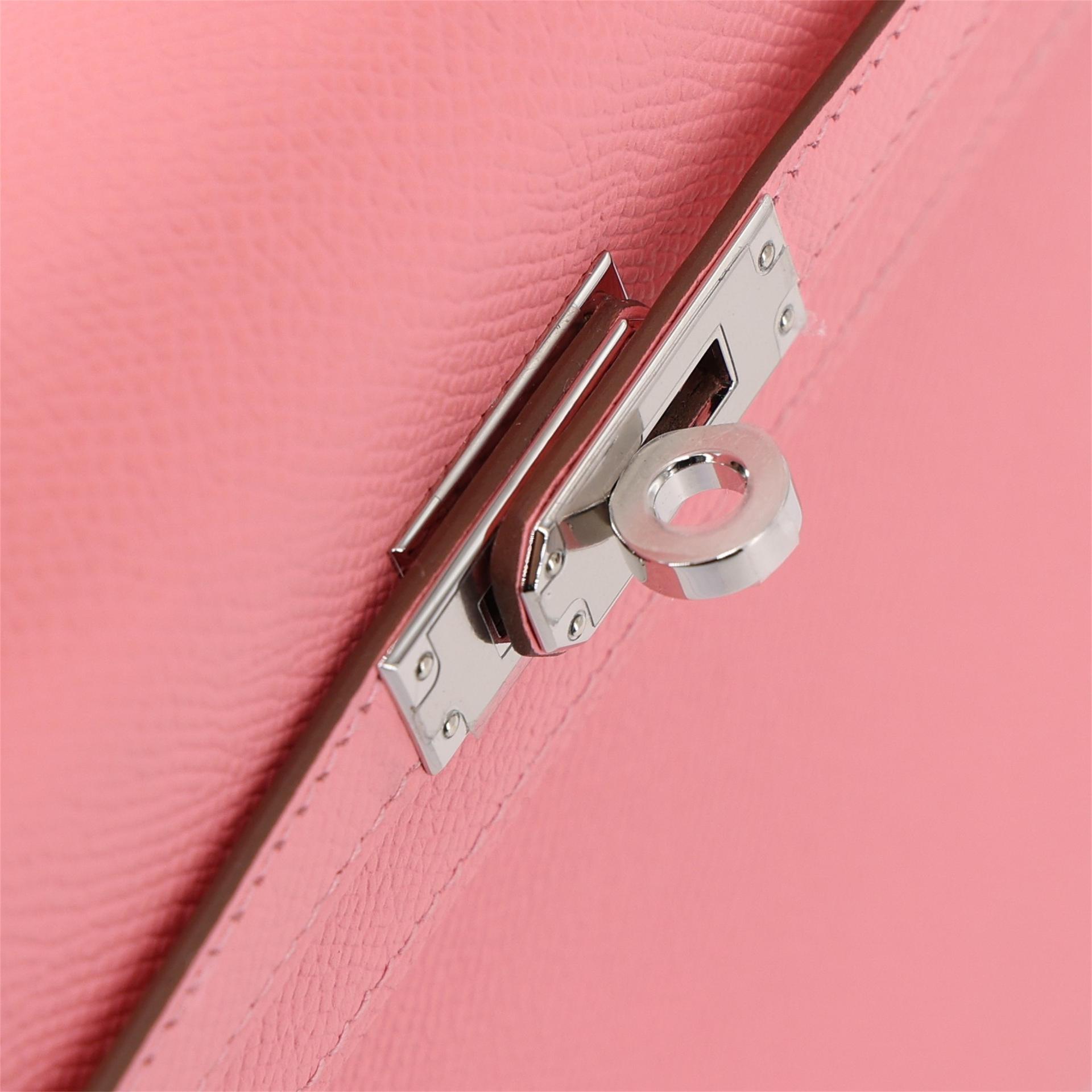 Brand New ( Rank N ) HERMÈS Kelly 25 Sellier Rose Confetti (1Q) Epsom Palladium hardware W (2024) - 13
