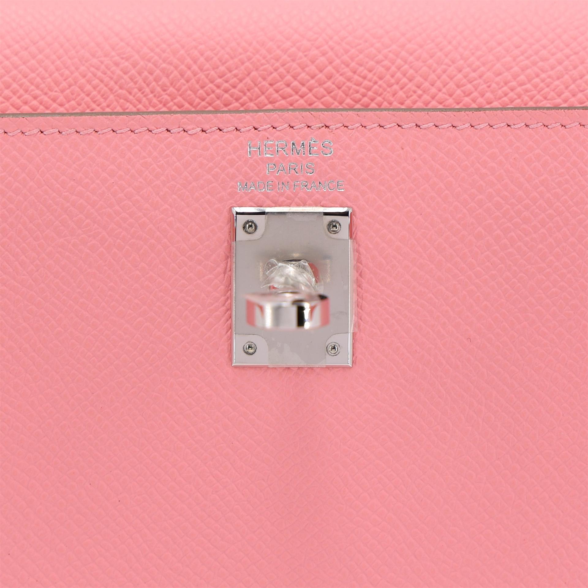 Brand New ( Rank N ) HERMÈS Kelly 25 Sellier Rose Confetti (1Q) Epsom Palladium hardware W (2024) - 14