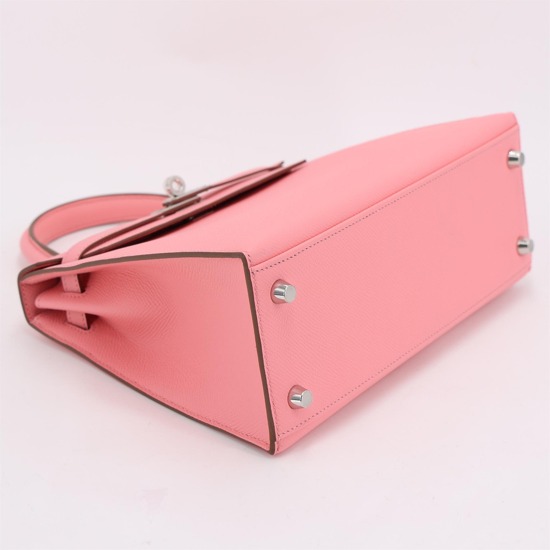Brand New ( Rank N ) HERMÈS Kelly 25 Sellier Rose Confetti (1Q) Epsom Palladium hardware W (2024) - 8
