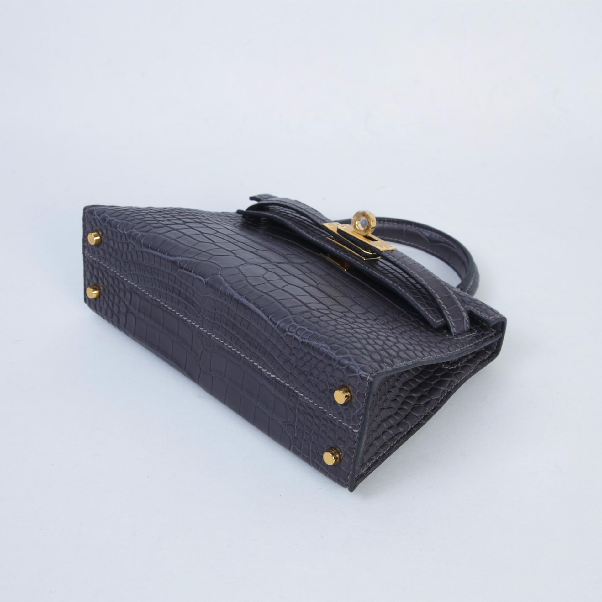 ランク N 新品 HERMÈS エルメス ミニケリー2 グラファイト (88) クロコダイル アリゲーター マット ゴールド金具 K刻印 (2025) - 5