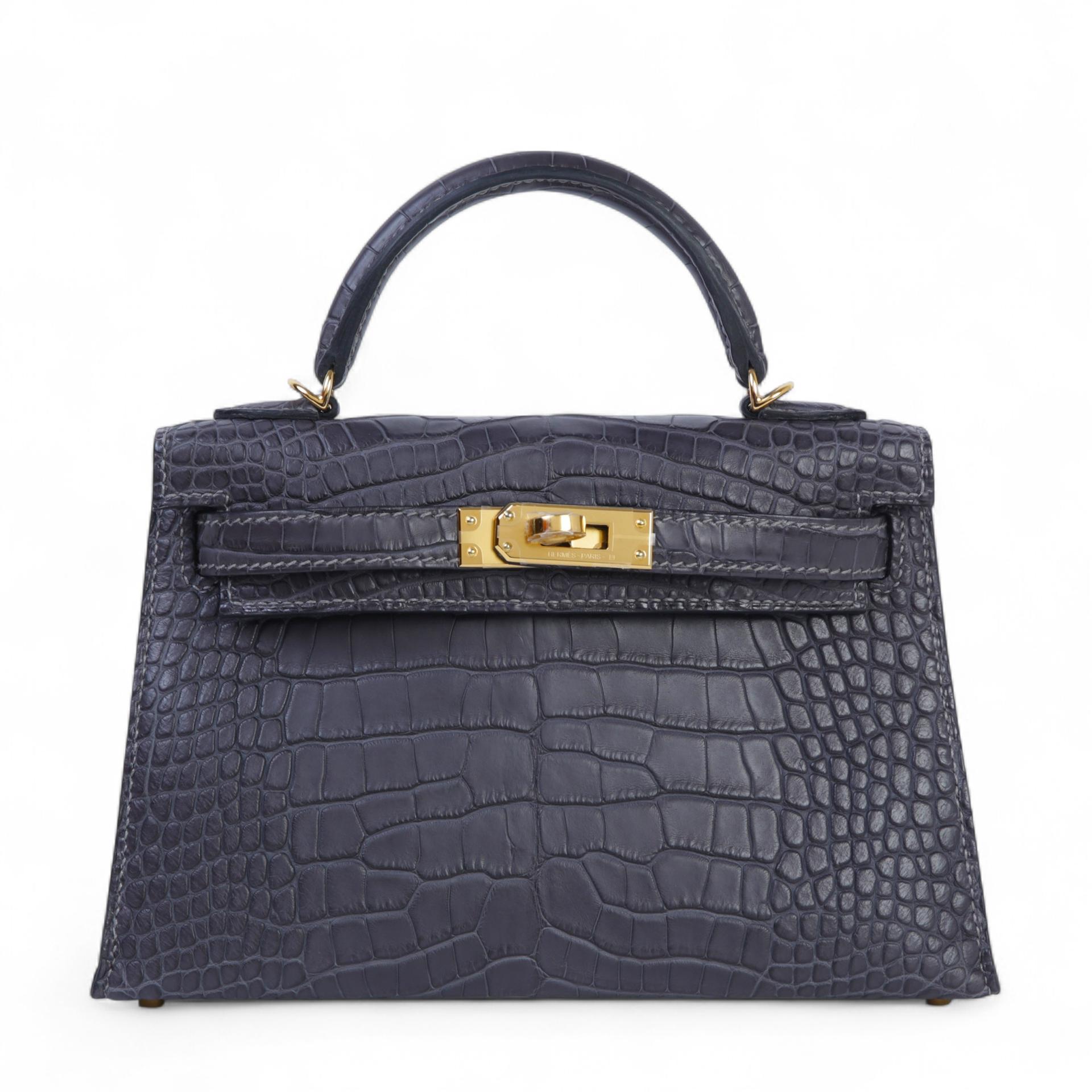 ランク N 新品 HERMÈS エルメス ミニケリー2 グラファイト (88) クロコダイル アリゲーター マット ゴールド金具 K刻印 (2025) - 1