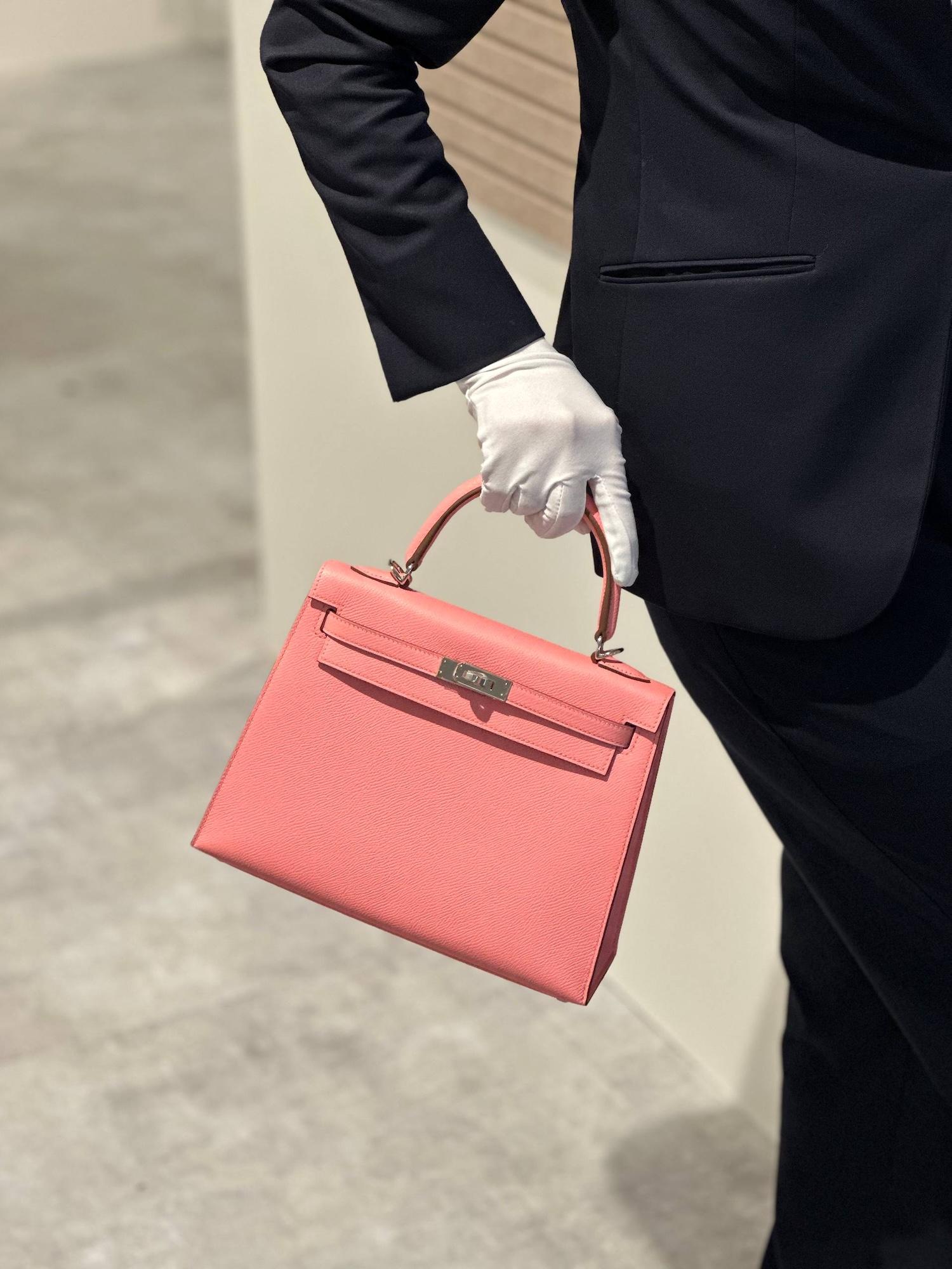 Brand New ( Rank N ) HERMÈS Kelly 25 Sellier Rose Confetti (1Q) Epsom Palladium hardware W (2024) - 3